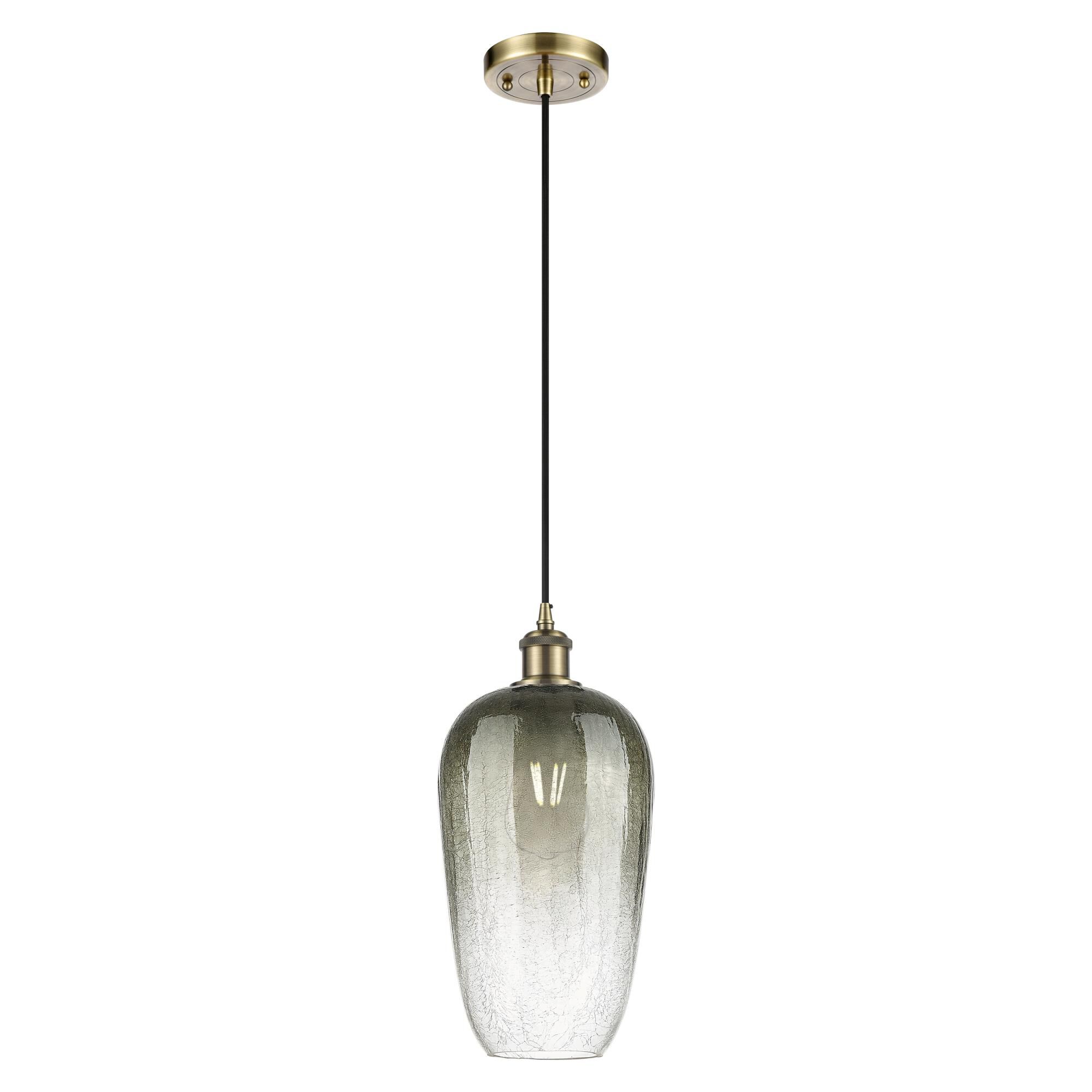 Shown in Antique Brass finish and Slate glass