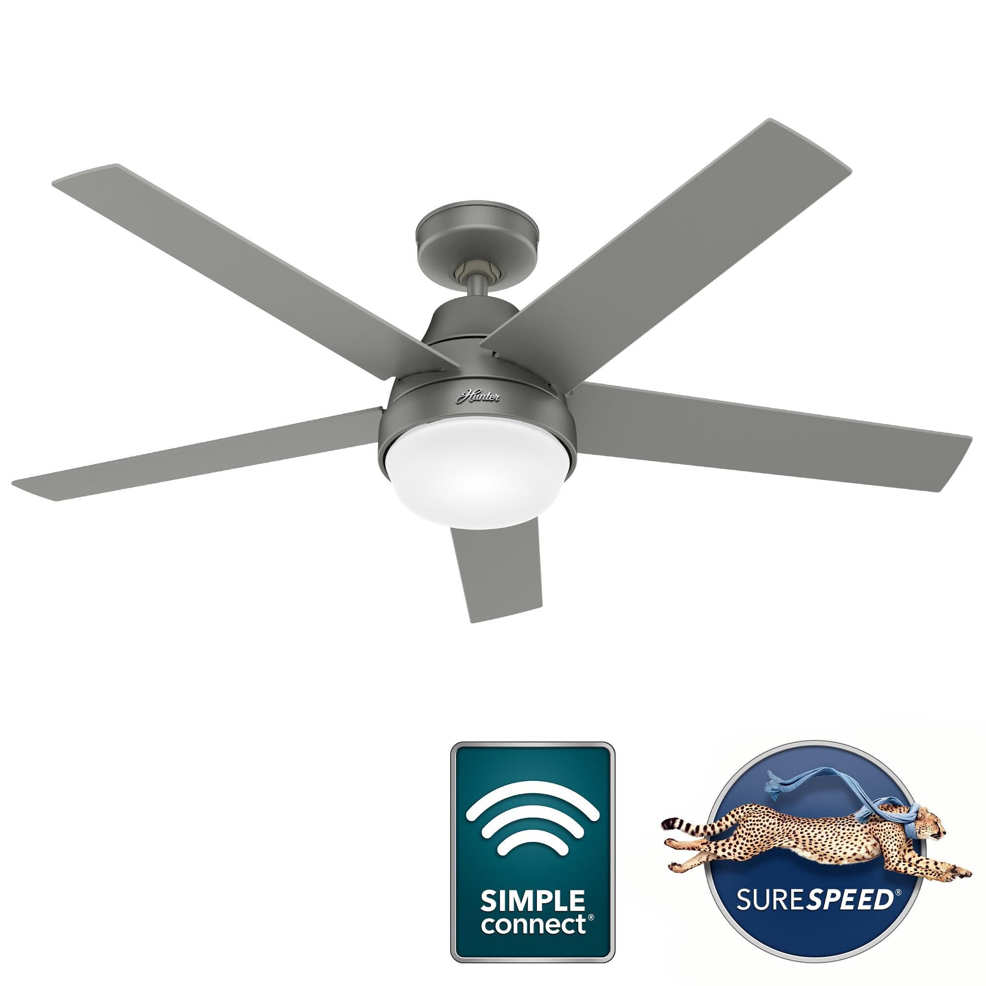 Aerodyne 52 Inch Ceiling Fan with Light Kit by Hunter Fan