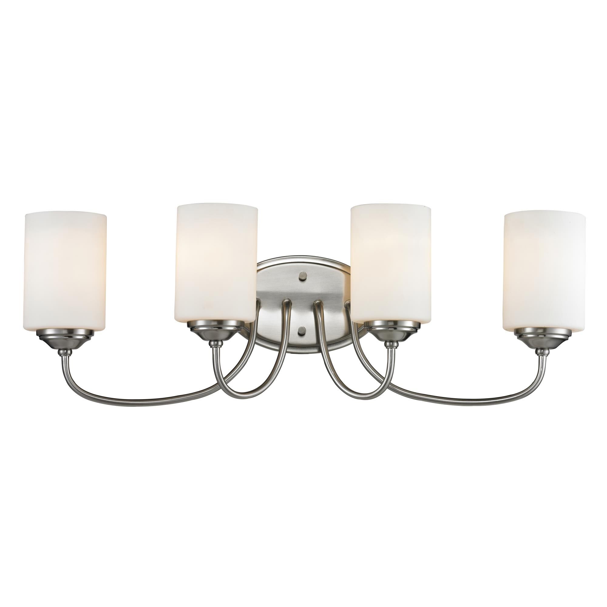 Shown in Brushed Nickel finish and Glass shade