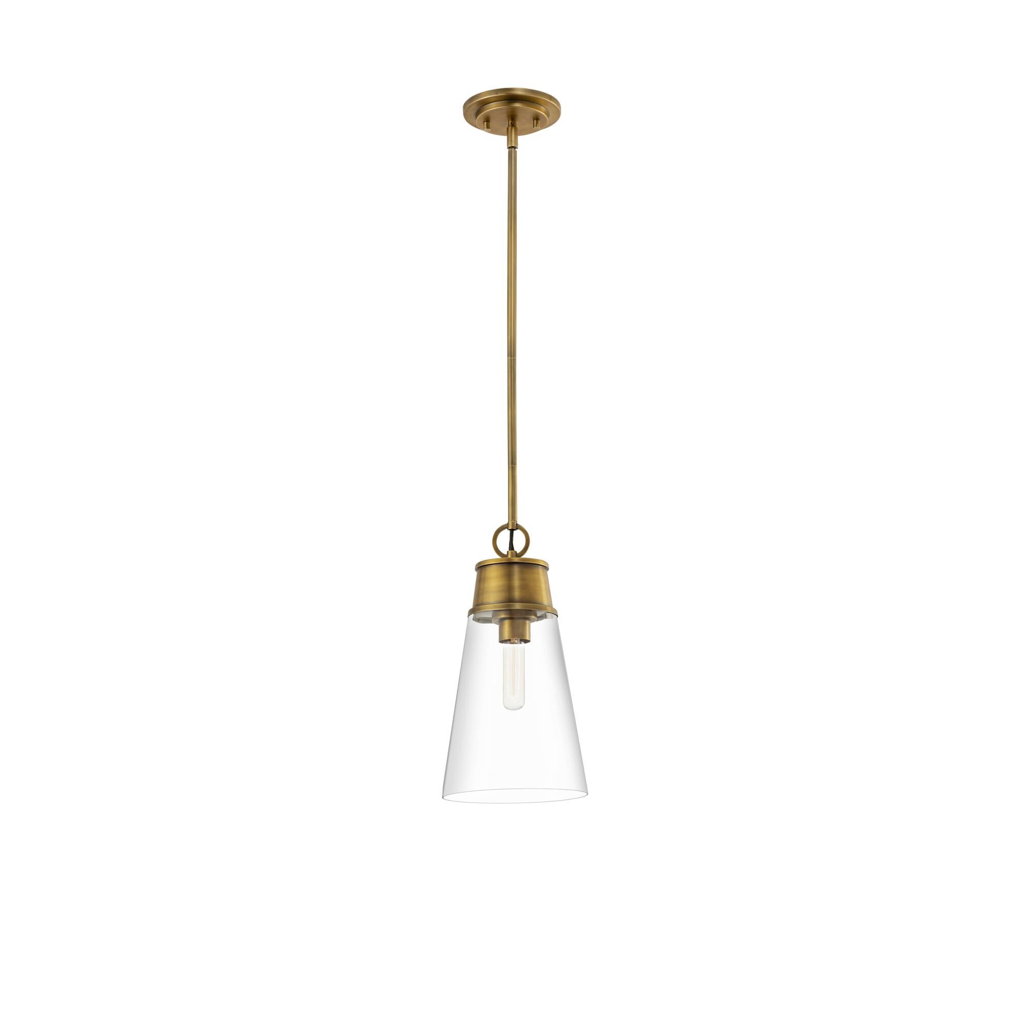 Shown in Rubbed Brass finish and Glass shade
