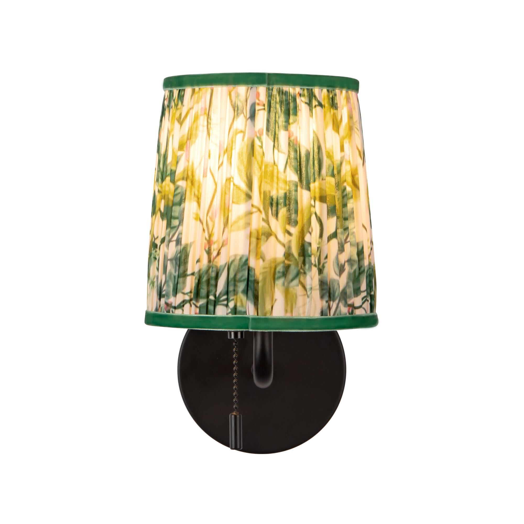 Shown in Matte Black finish and Green Linen shade