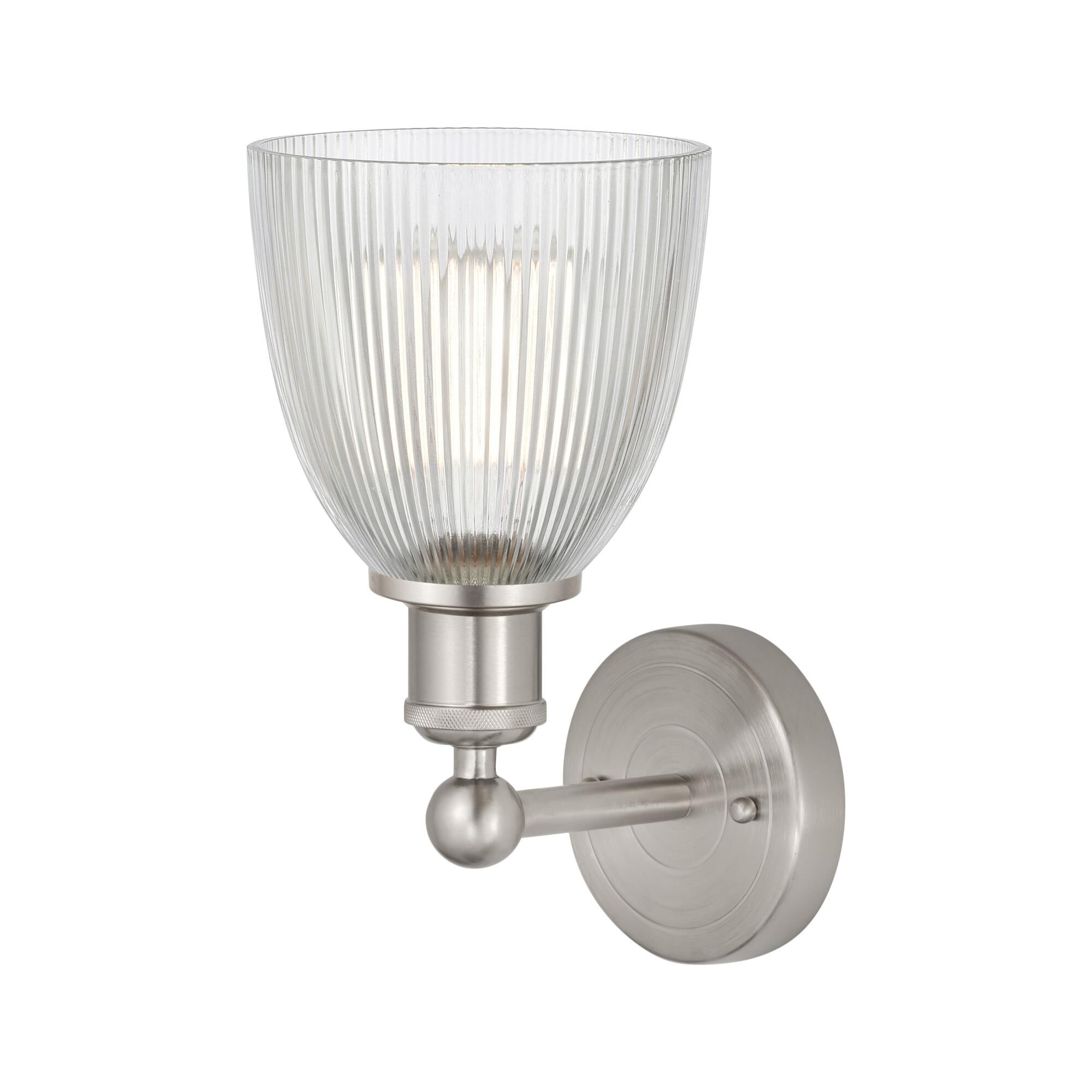 Shown in Brushed Satin Nickel  finish and Clear glass