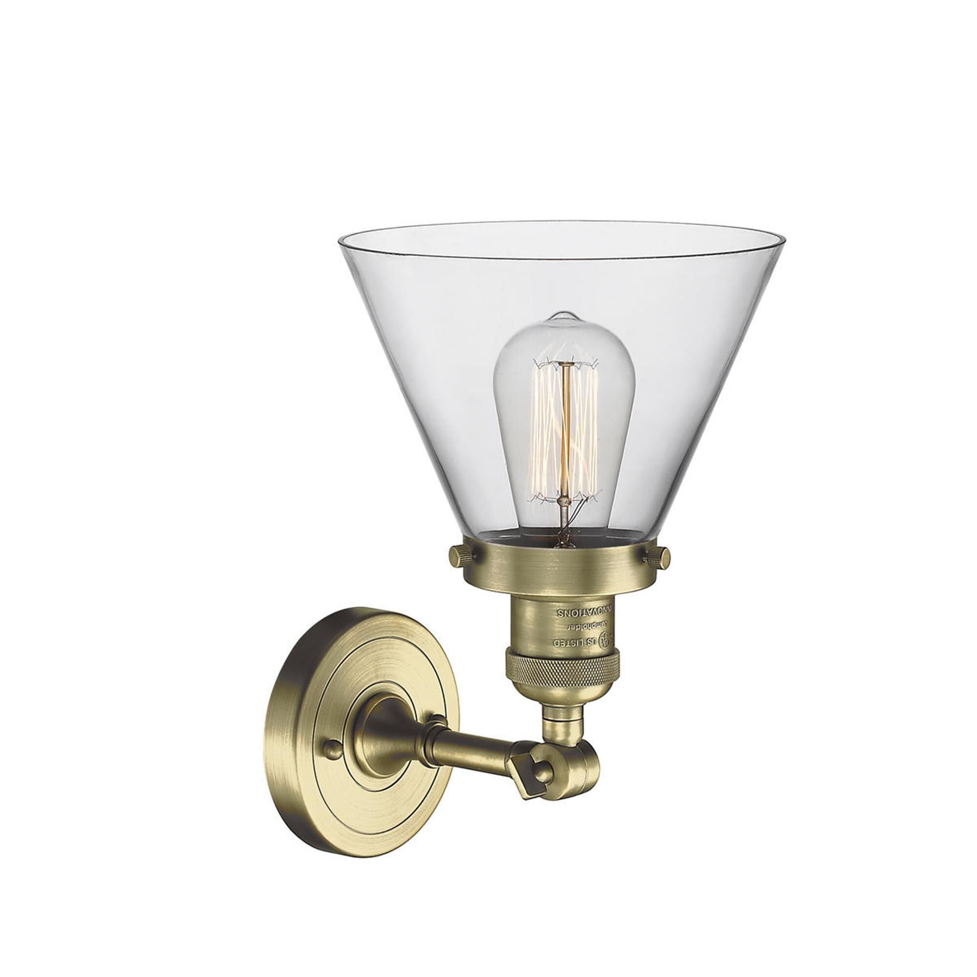 Shown in Antique Brass finish and Clear glass