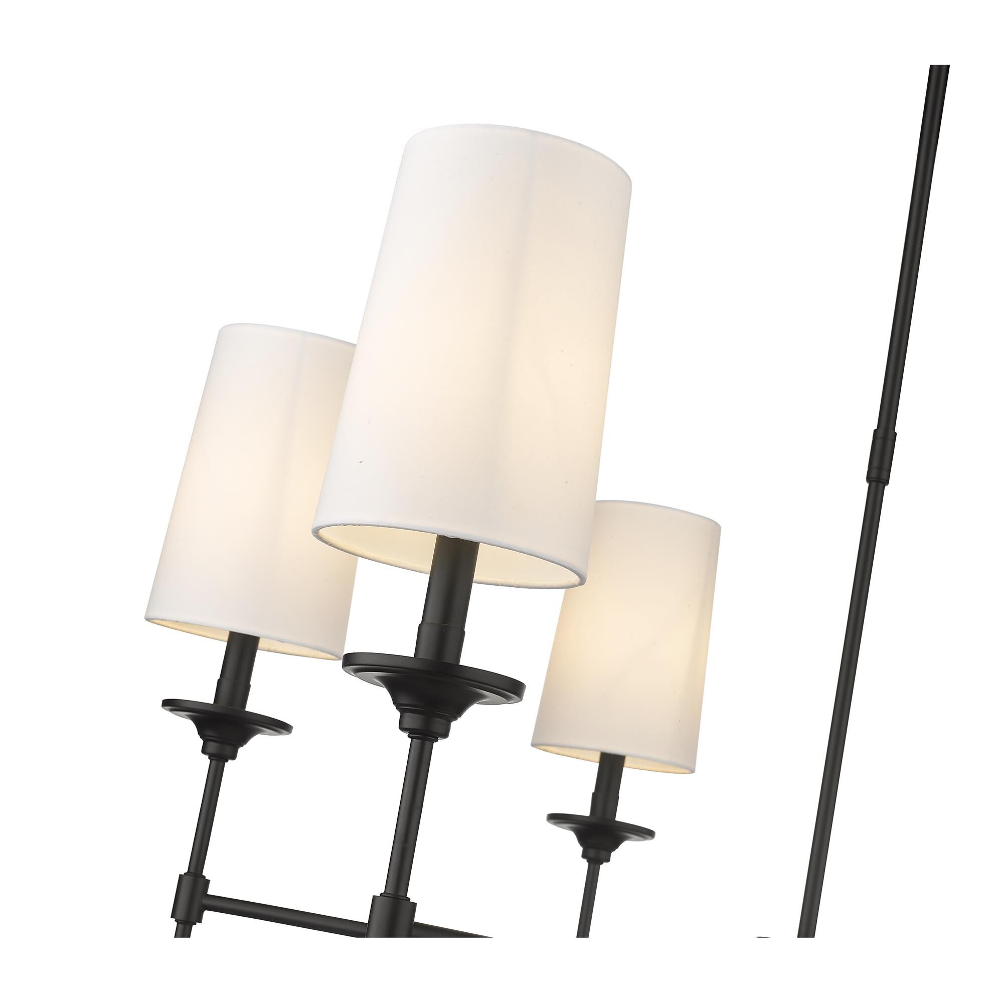 Shown in Matte Black finish and Cloth Cover glass and Cloth Cover shade