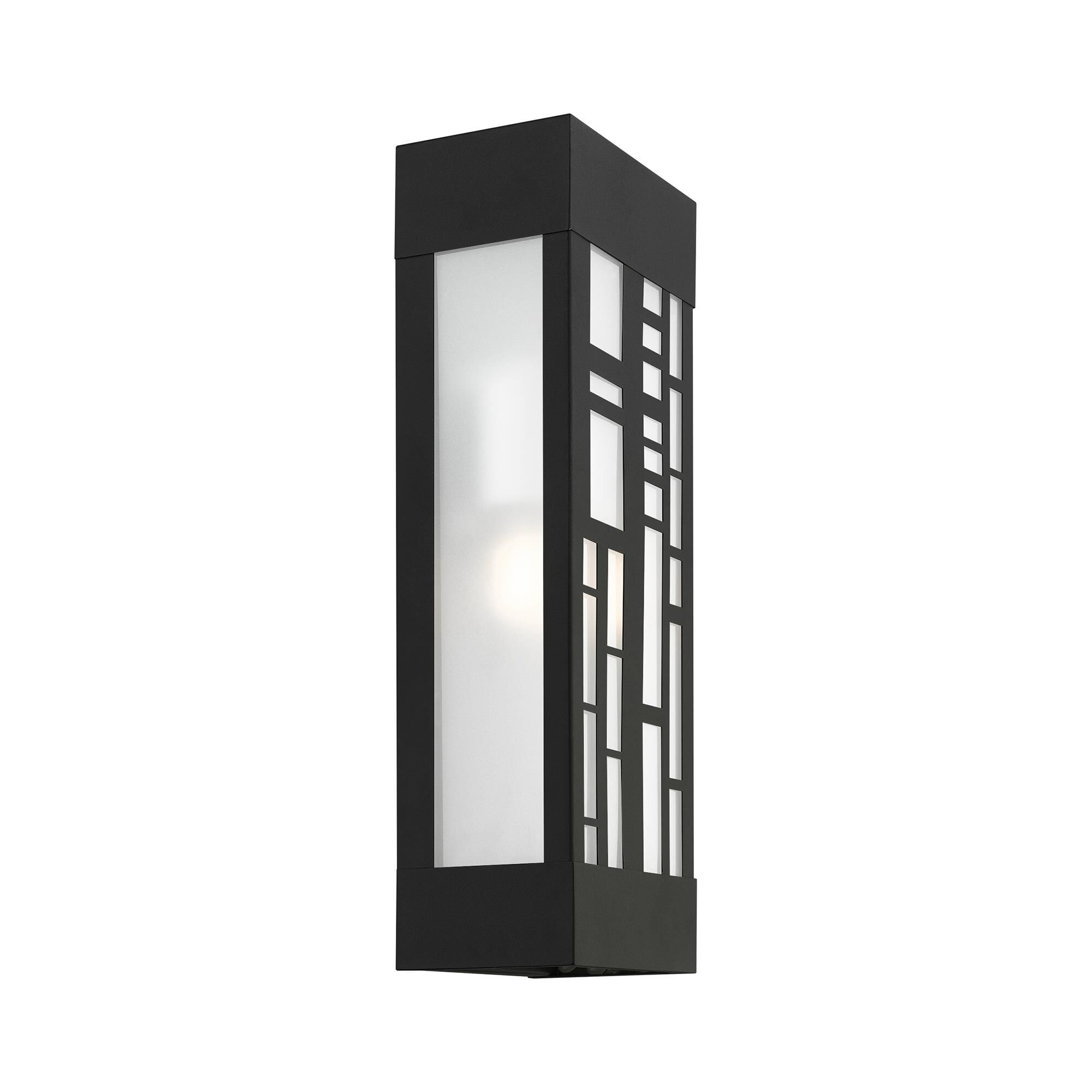 Shown in Textured Black finish and Clear Outside and Sandblasted Inside glass