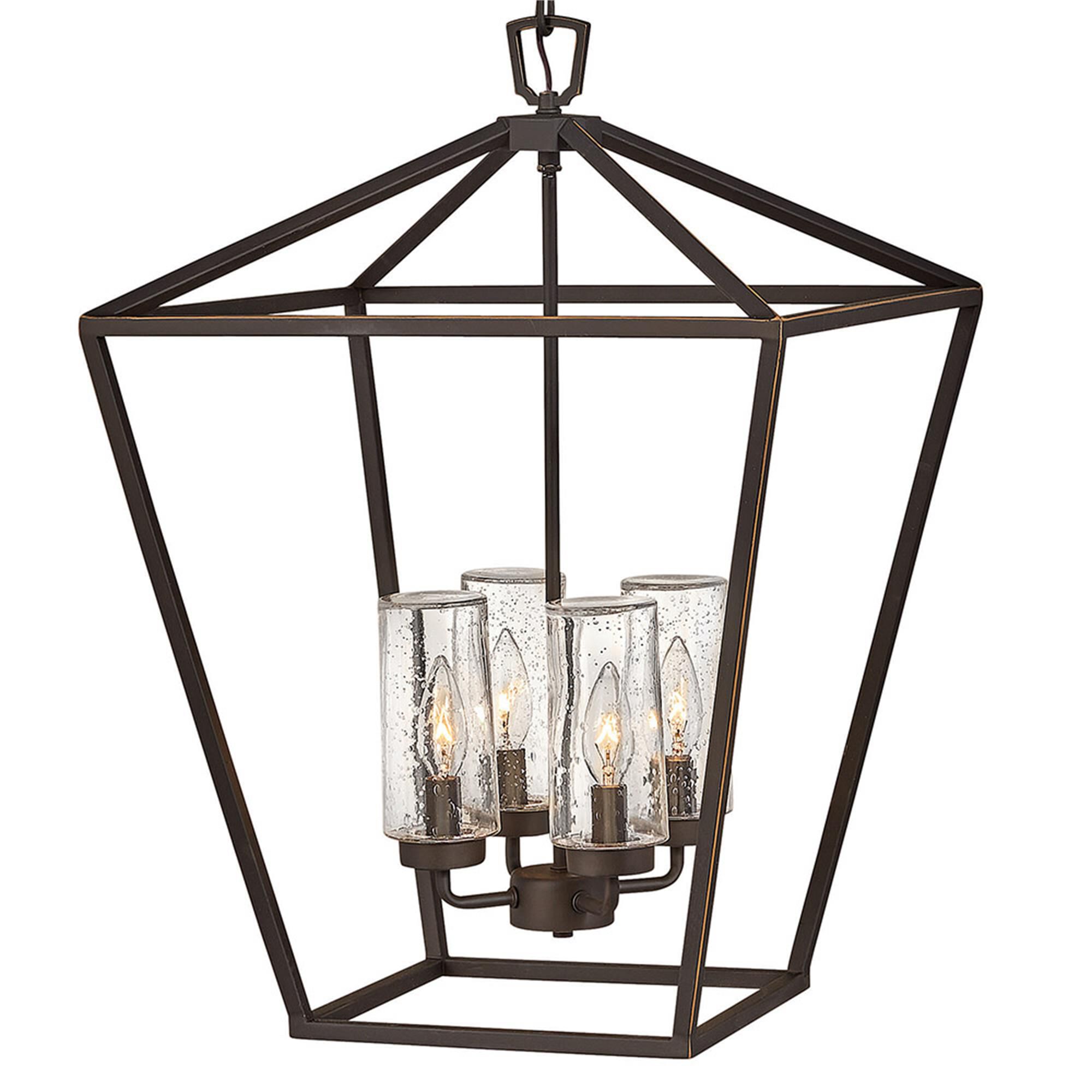 Shown in Oil Rubbed Bronze finish and Clear Seedy glass