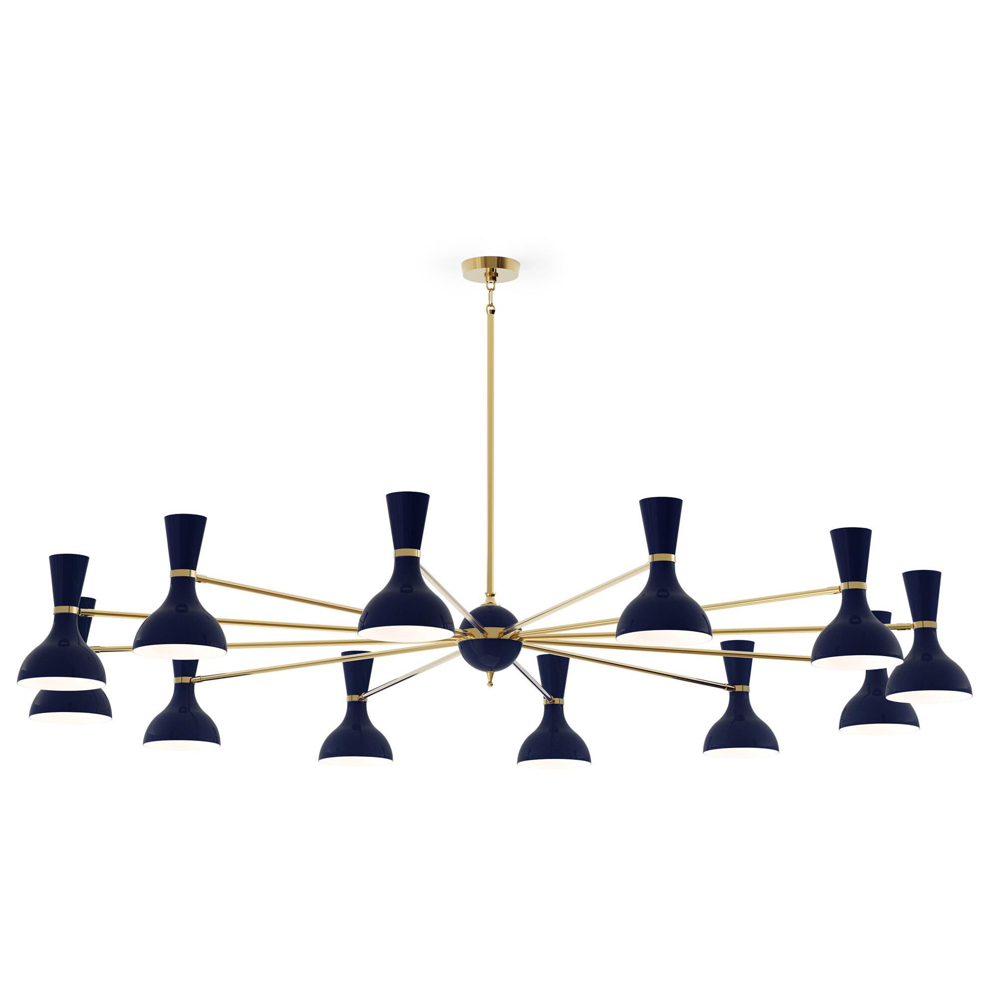 Shown in Modern Brass finish and Midnight Blue shade