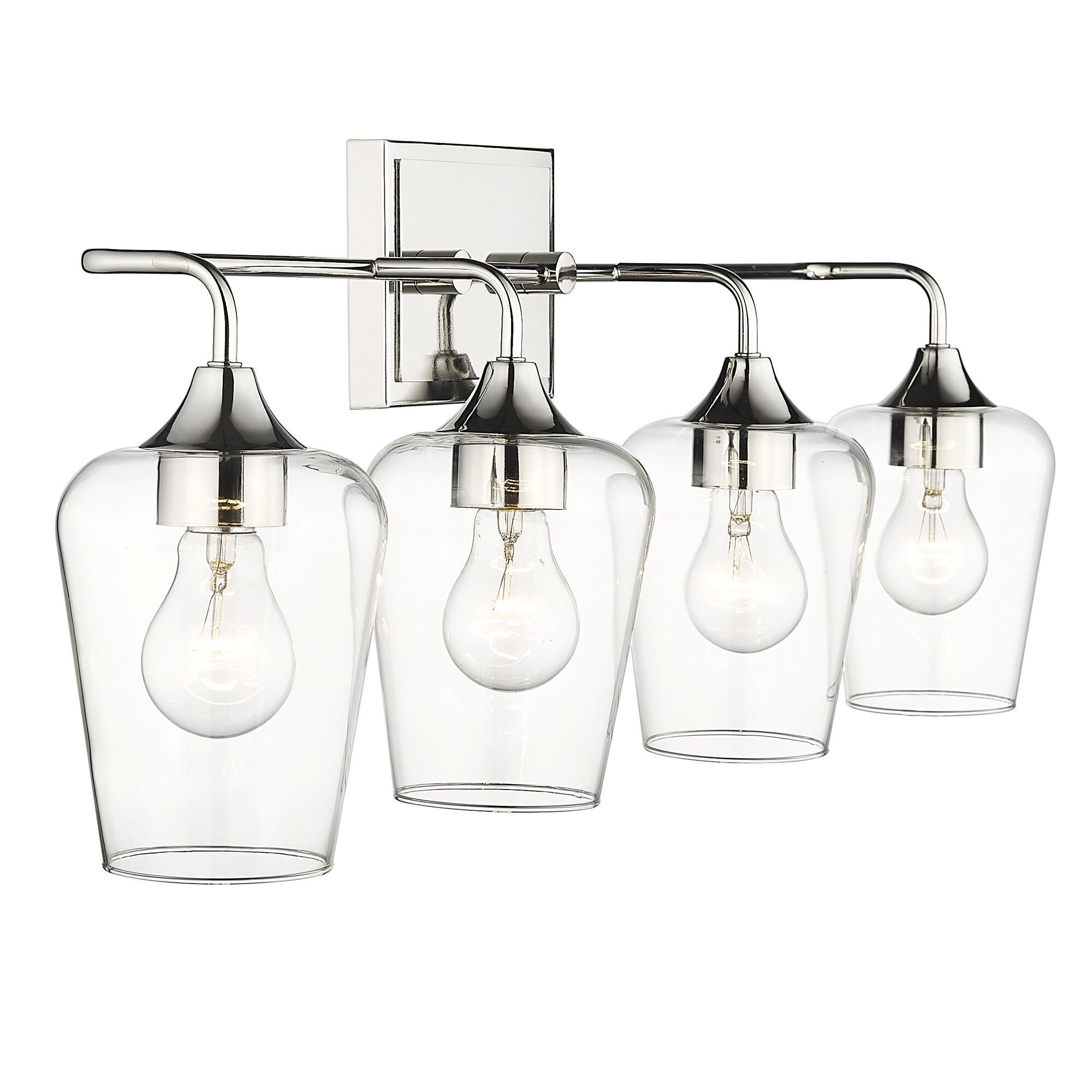 Shown in Polished Nickel finish and Clear Glass shade