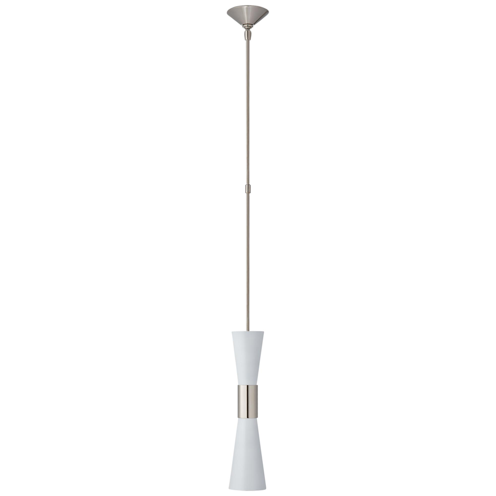Shown in Polished Nickel finish and White glass