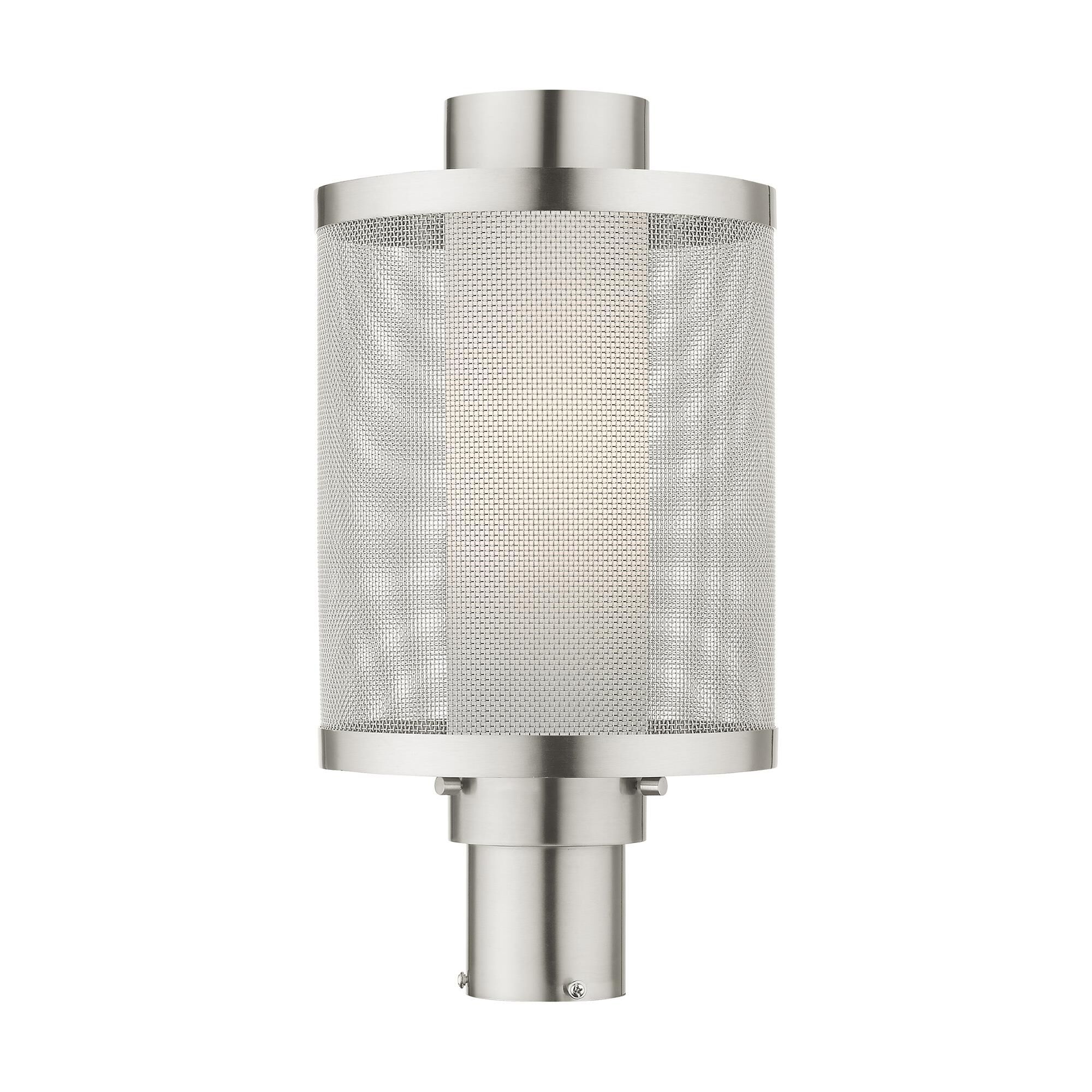 Shown in Brushed Nickel finish and Brushed Nickel Stainless Steel Mesh With Satin Opal White glass and Brushed Nickel Stainless Steel Mesh With Satin Opal White Glass shade
