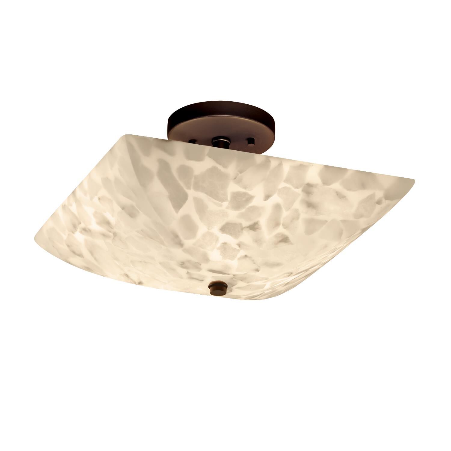 Shown in Dark Bronze finish and Shaved Alabaster Rocks Cast Into Resin glass and Square Bowl (ALR) shade and Square Bowl accent