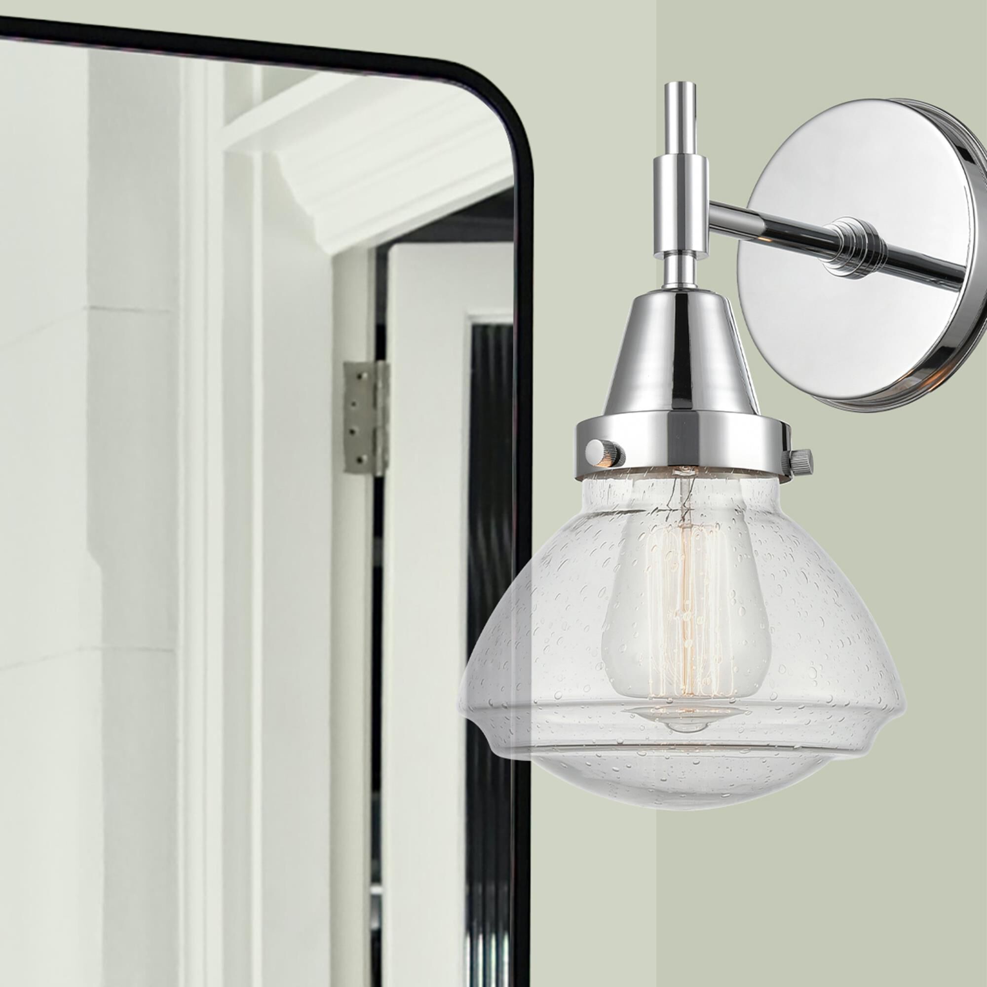 Shown in Polished Chrome finish and Seedy Large Cone glass