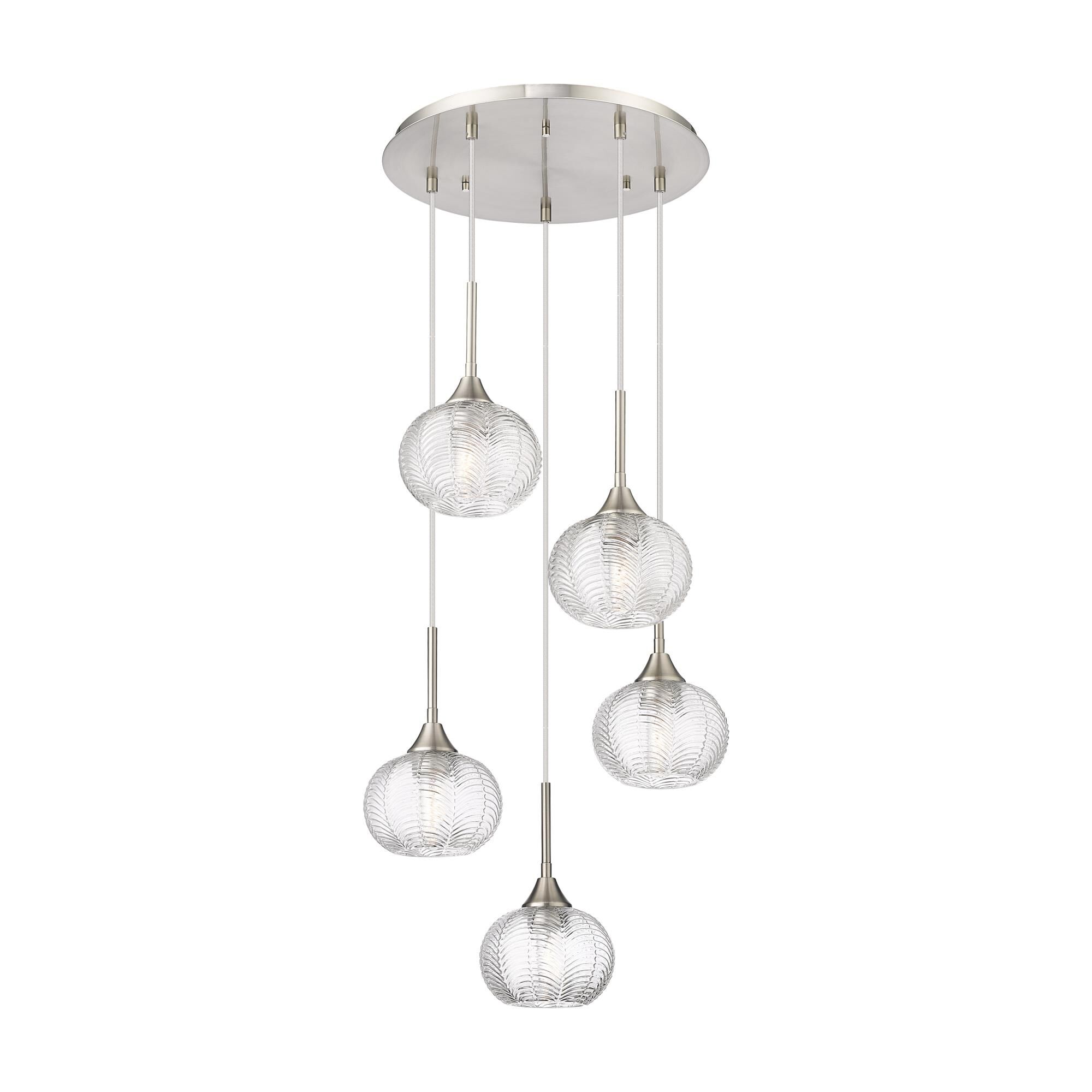 Shown in Satin Nickel finish and Clear shade