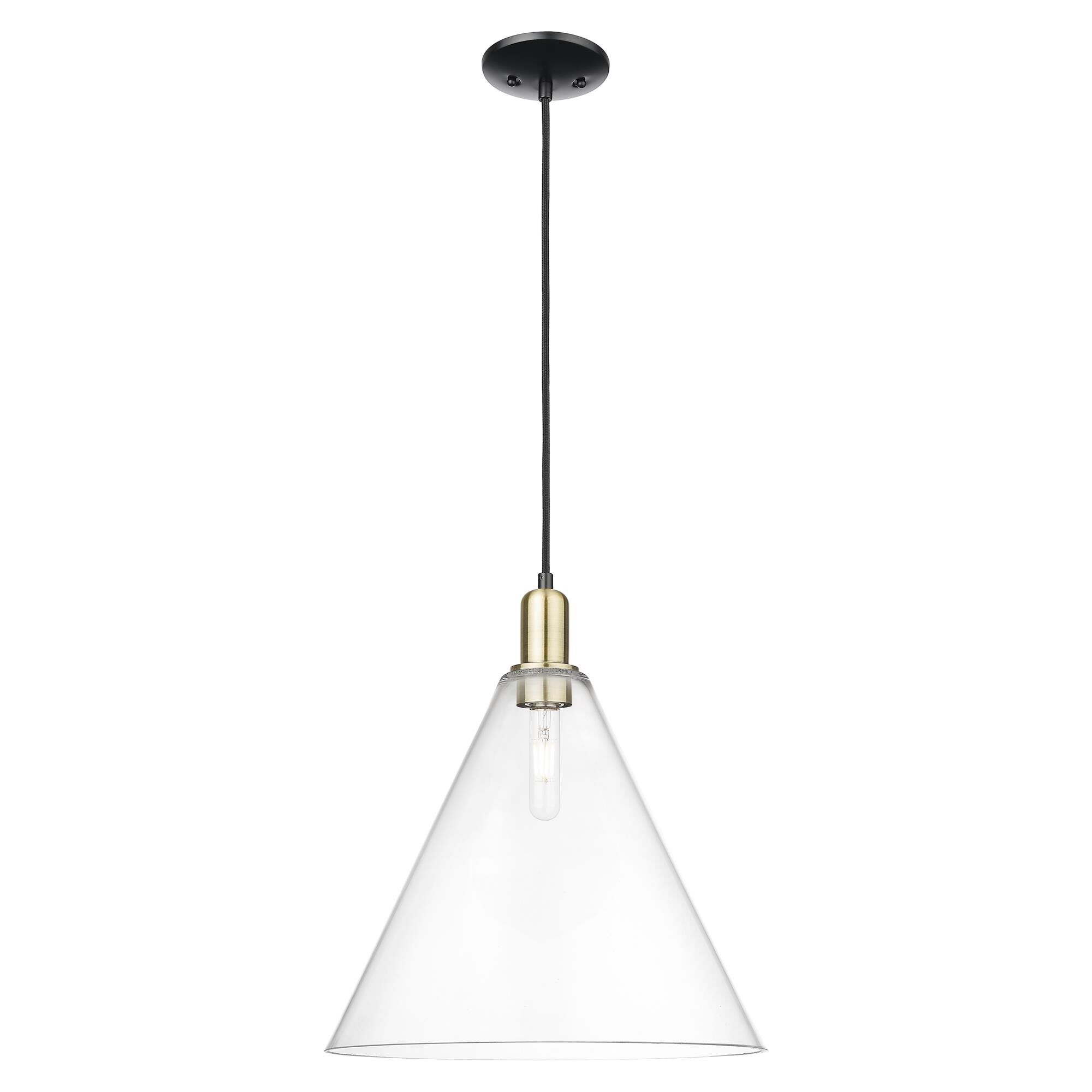 Shown in Black Antique Brass finish and Clear glass