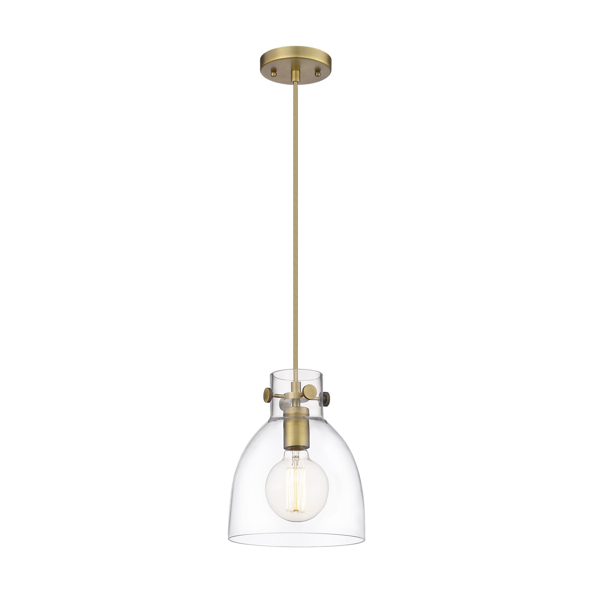 Shown in Brushed Brass finish and Clear glass