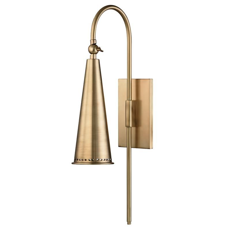 Shown in Aged Brass finish and Aged Brass shade