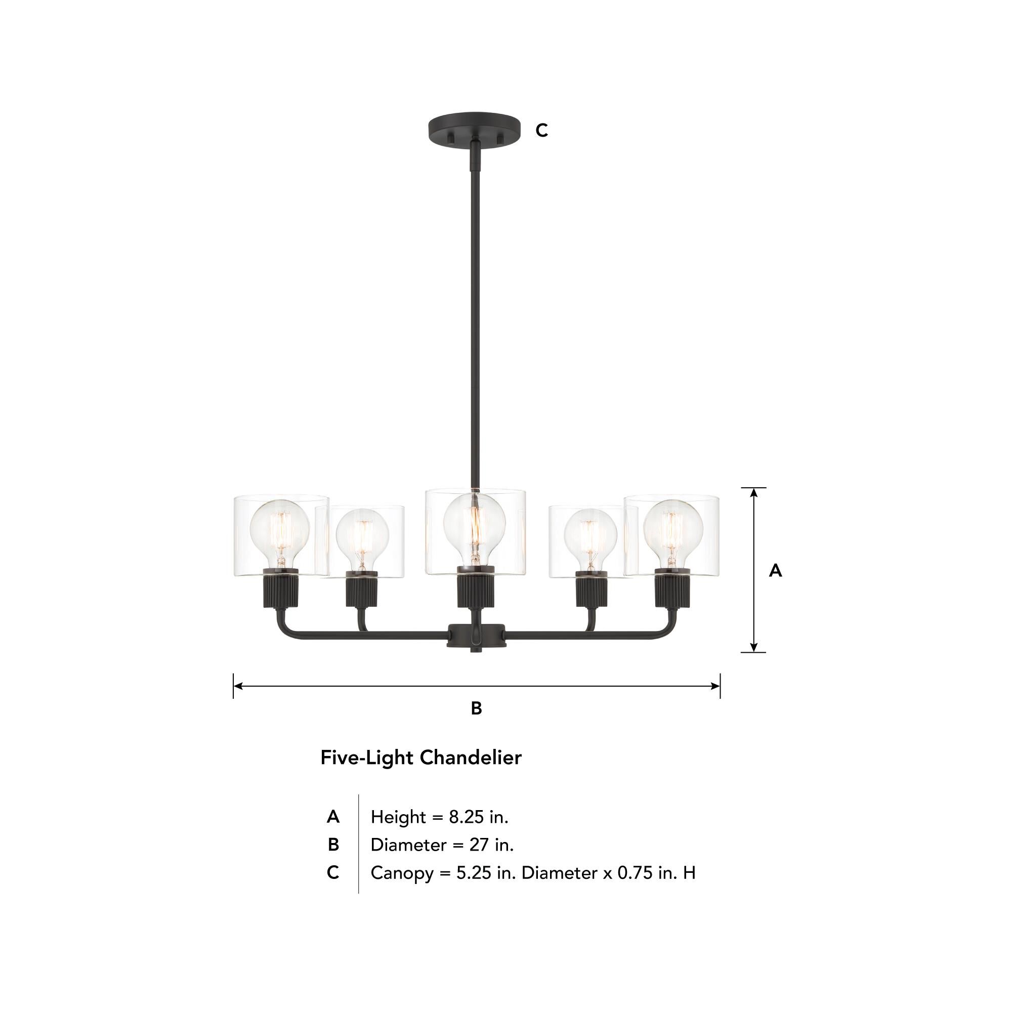 Vibrato 27 Inch 5 Light Chandelier by Designers Fountain