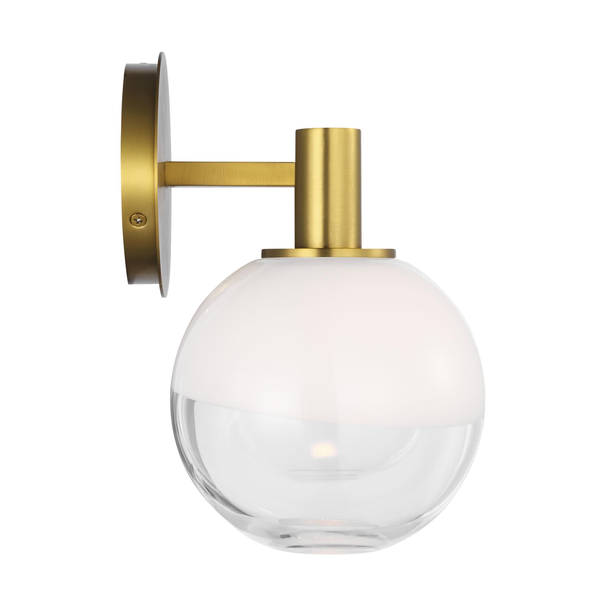 Shown in Burnished Brass finish and Milk and Clear Mix glass