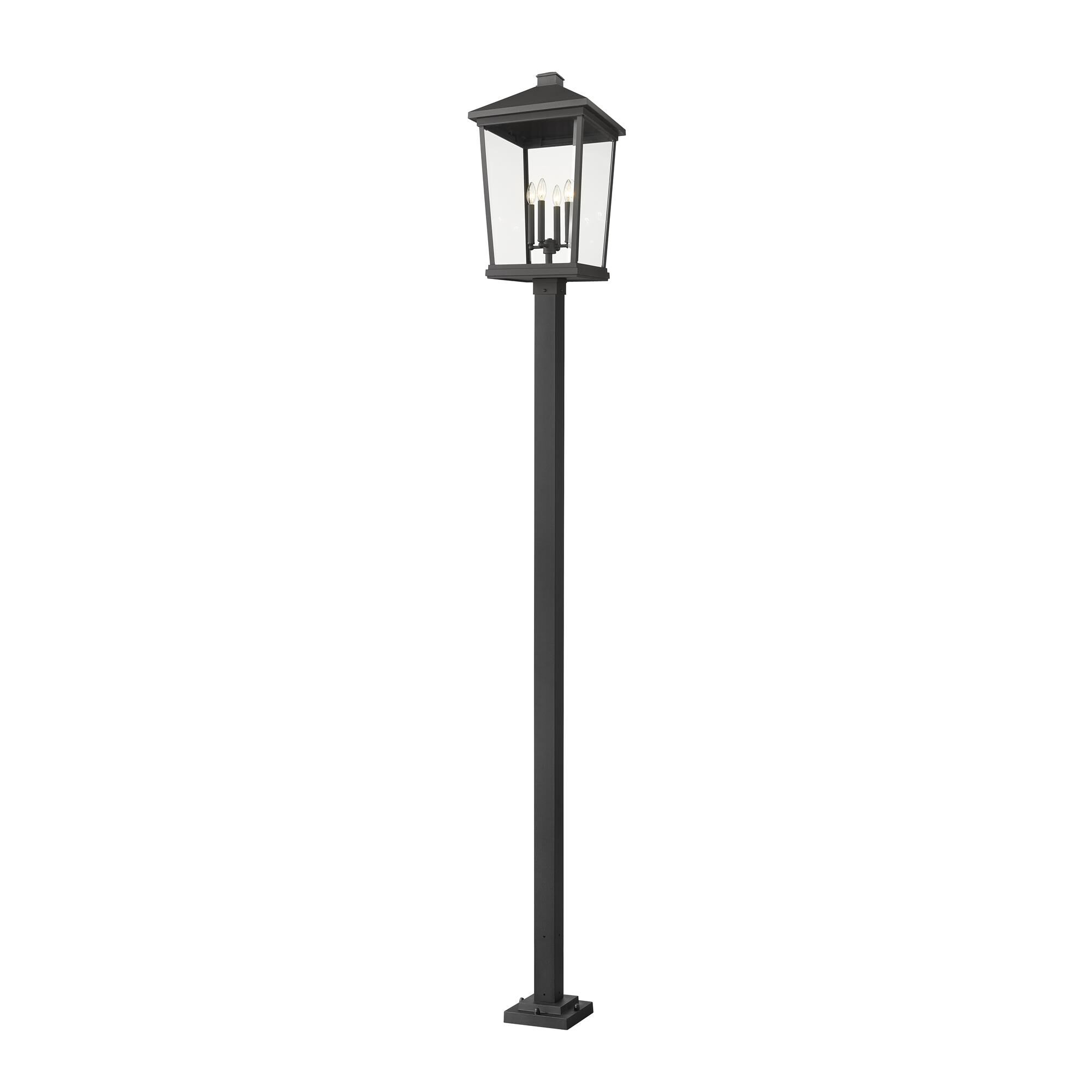 Shown in Black finish and Glass shade