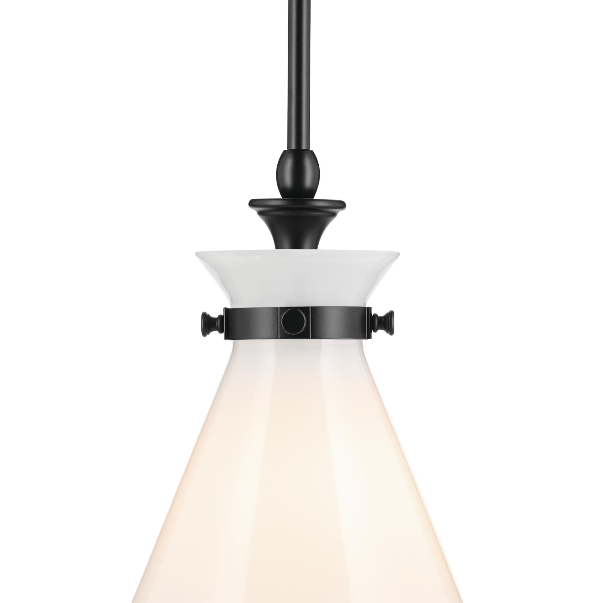 Shown in Black finish and Opal glass