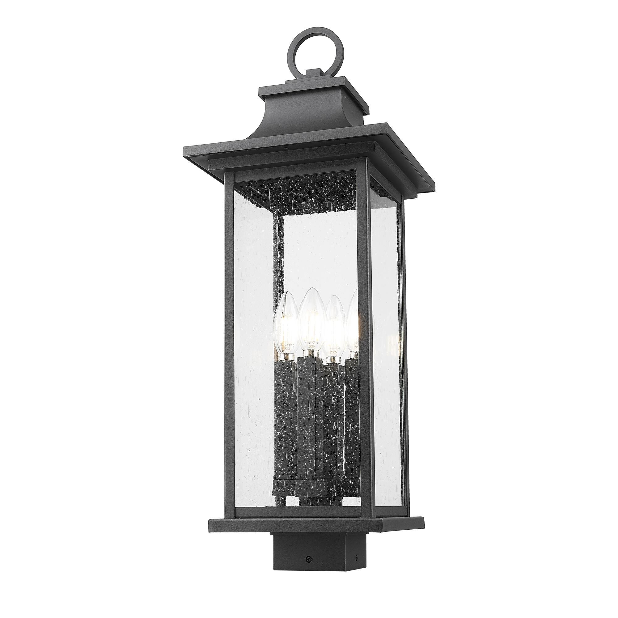 Shown in Black finish and Clear Seedy glass and Clear Seedy shade