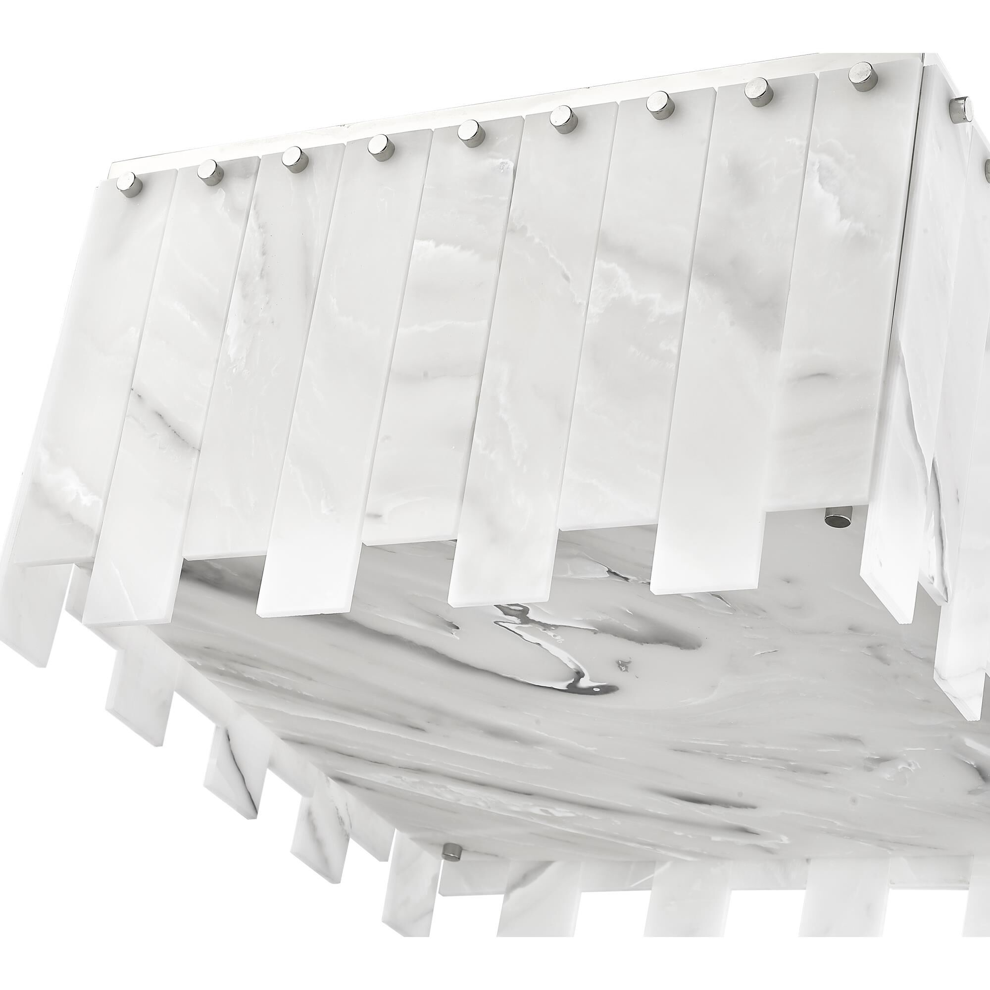 Shown in Polished Nickel finish and Alabaster Resin shade