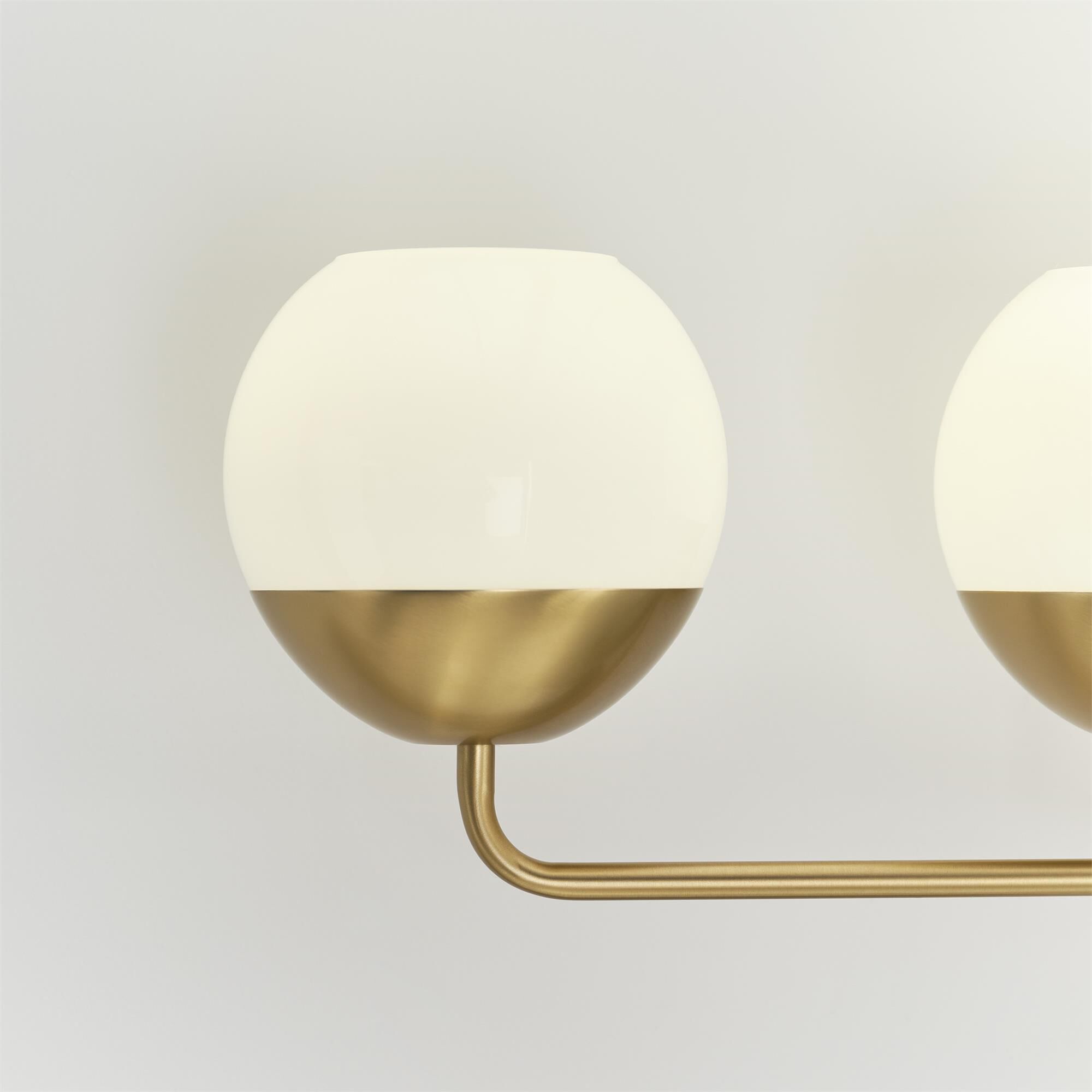 Shown in Satin Brass finish and Milk glass