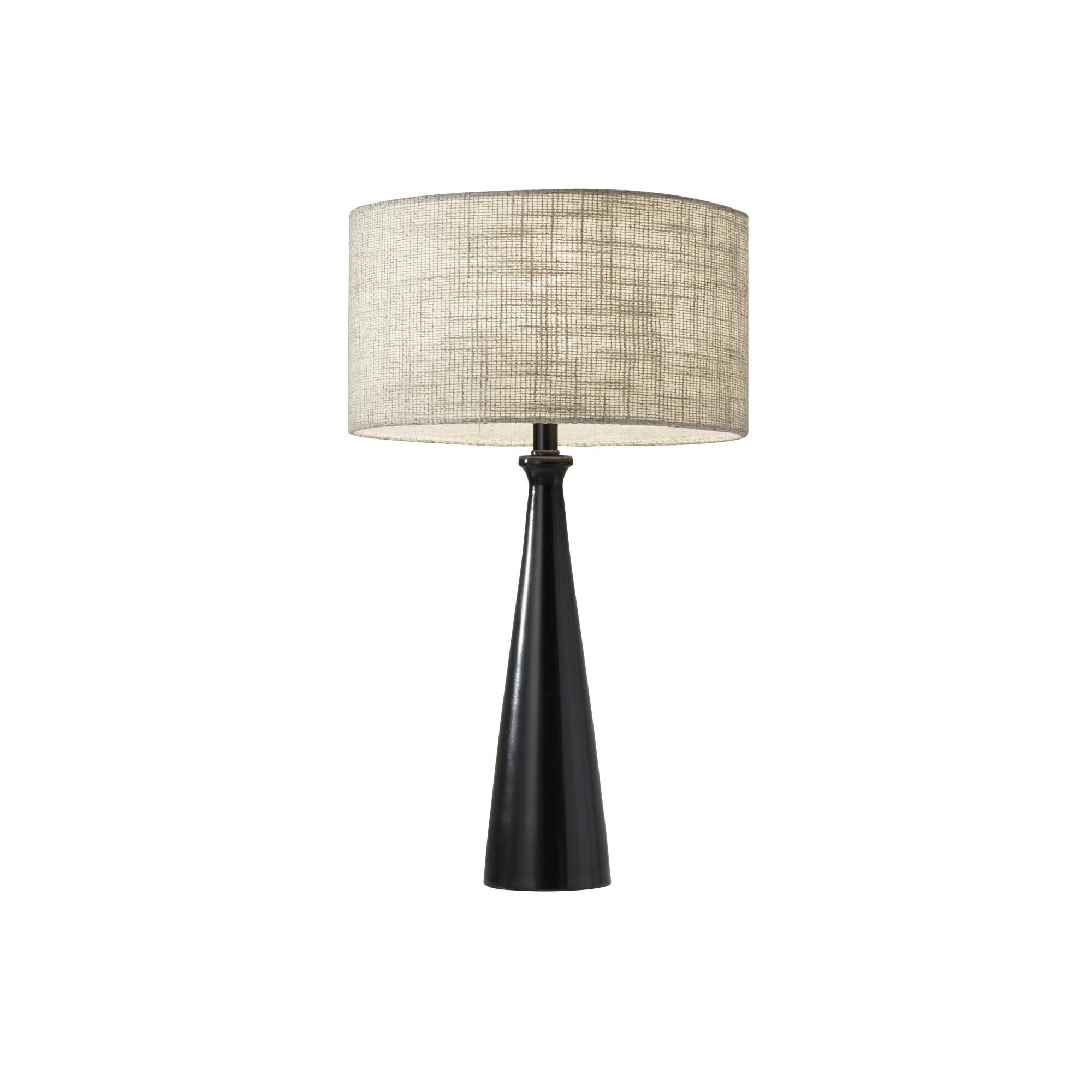 Shown in Black finish and Light Yellow/Brown Textured Fabric shade