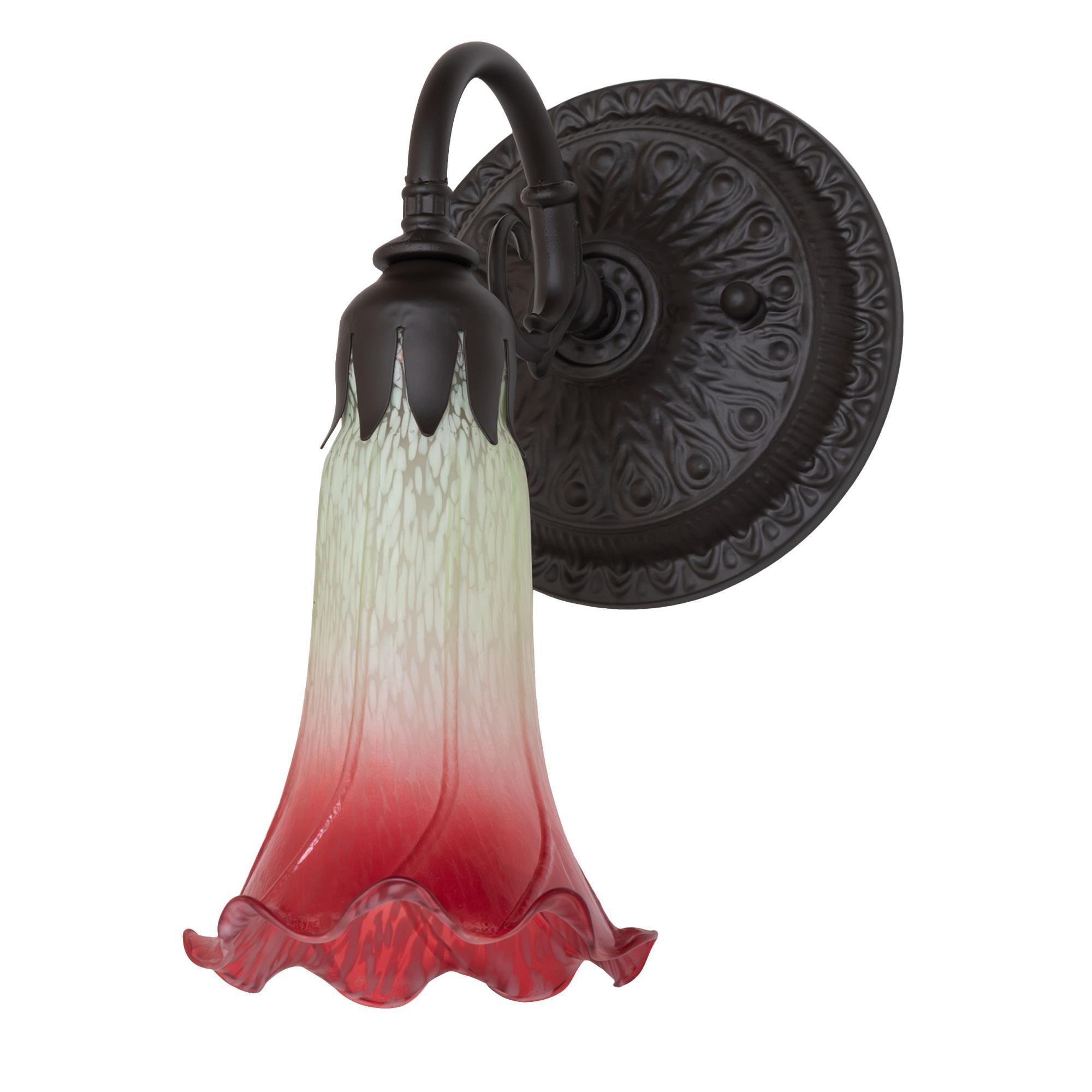 Shown in Oil Rubbed Bronze finish and Ruby;Green glass