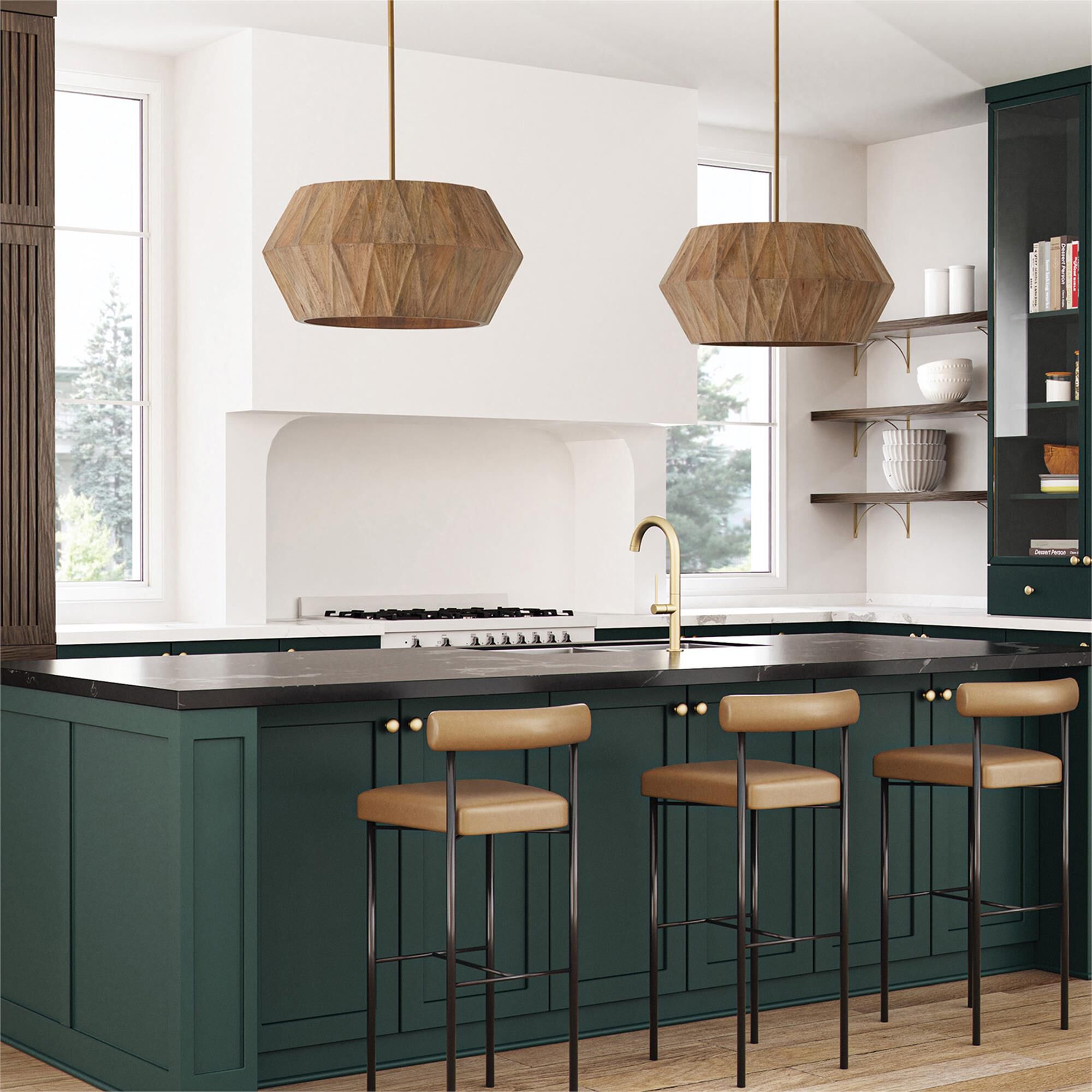 Shown in Light Wood And Patinaed Brass finish