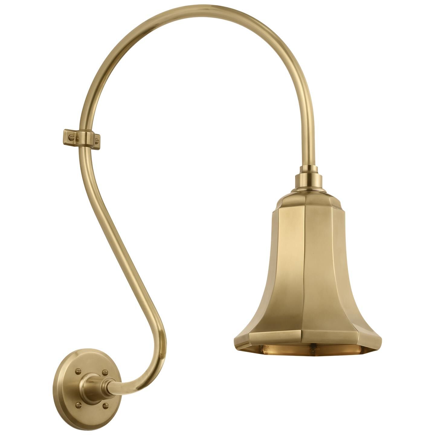 Shown in Hand-Rubbed Antique Brass finish and Gold shade