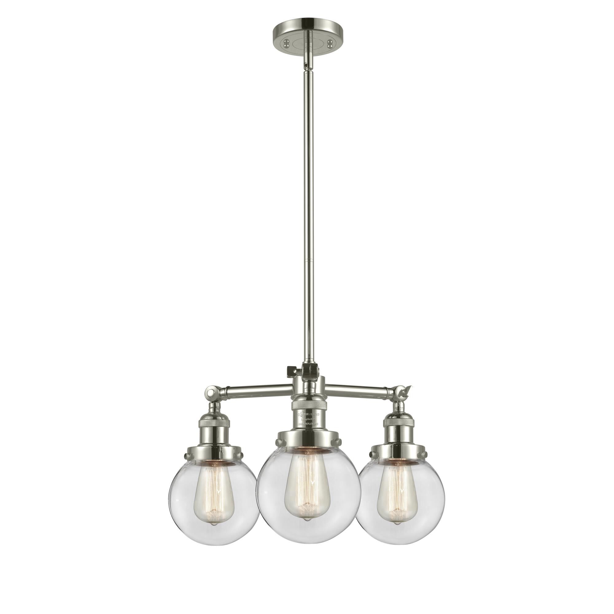 Shown in Polished Nickel finish and Clear glass