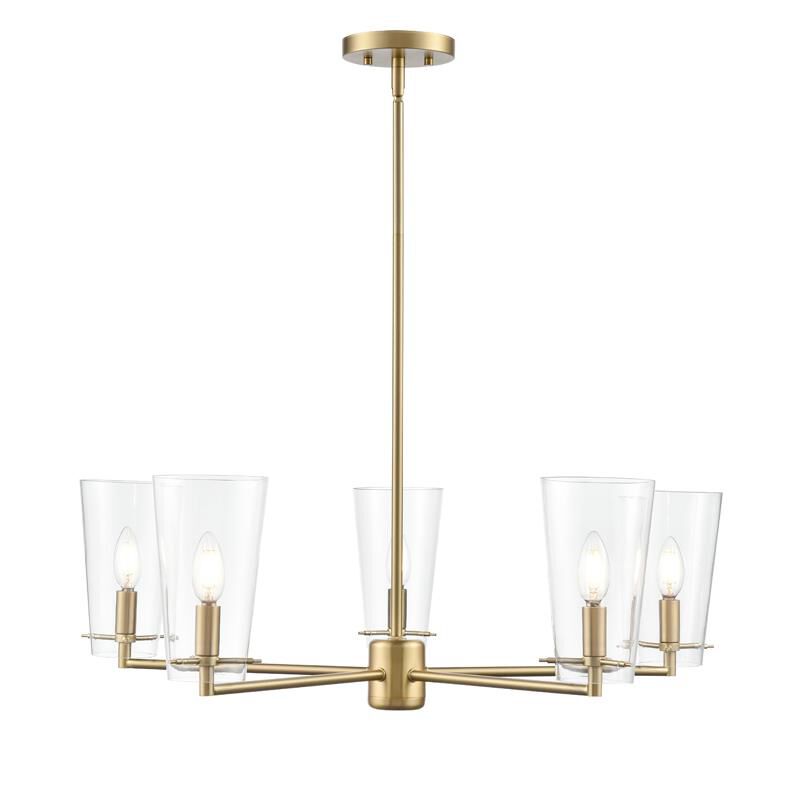 Shown in Vintage Brass finish and Clear glass