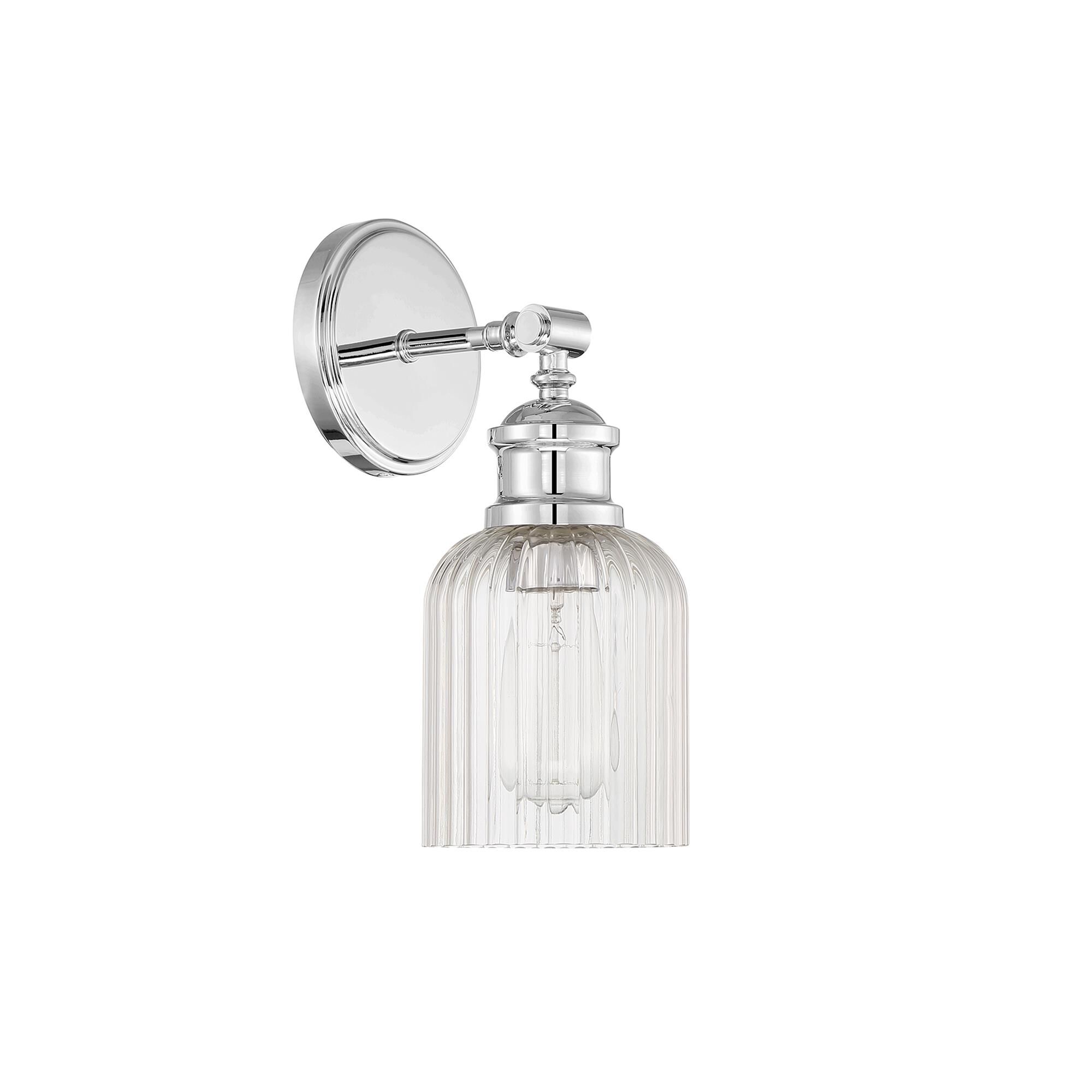Shown in Chrome finish and Ribbed glass