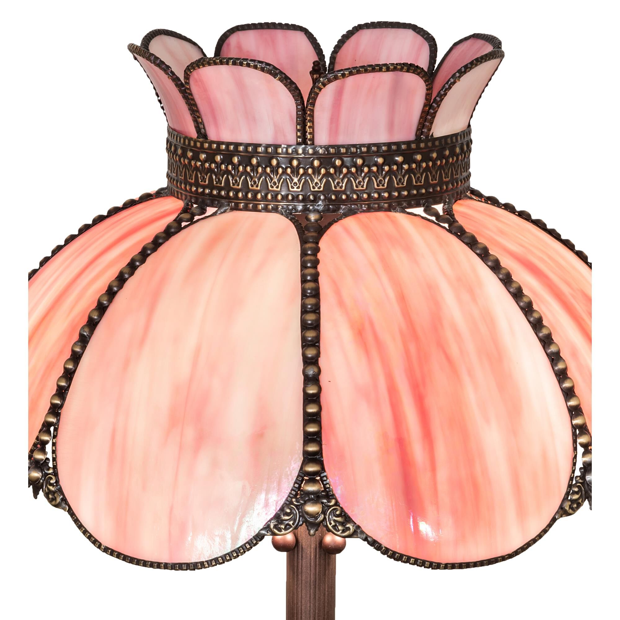 Shown in Craftsman Brown Finish;Mahogany Bronze finish and Pink;Iridescent glass