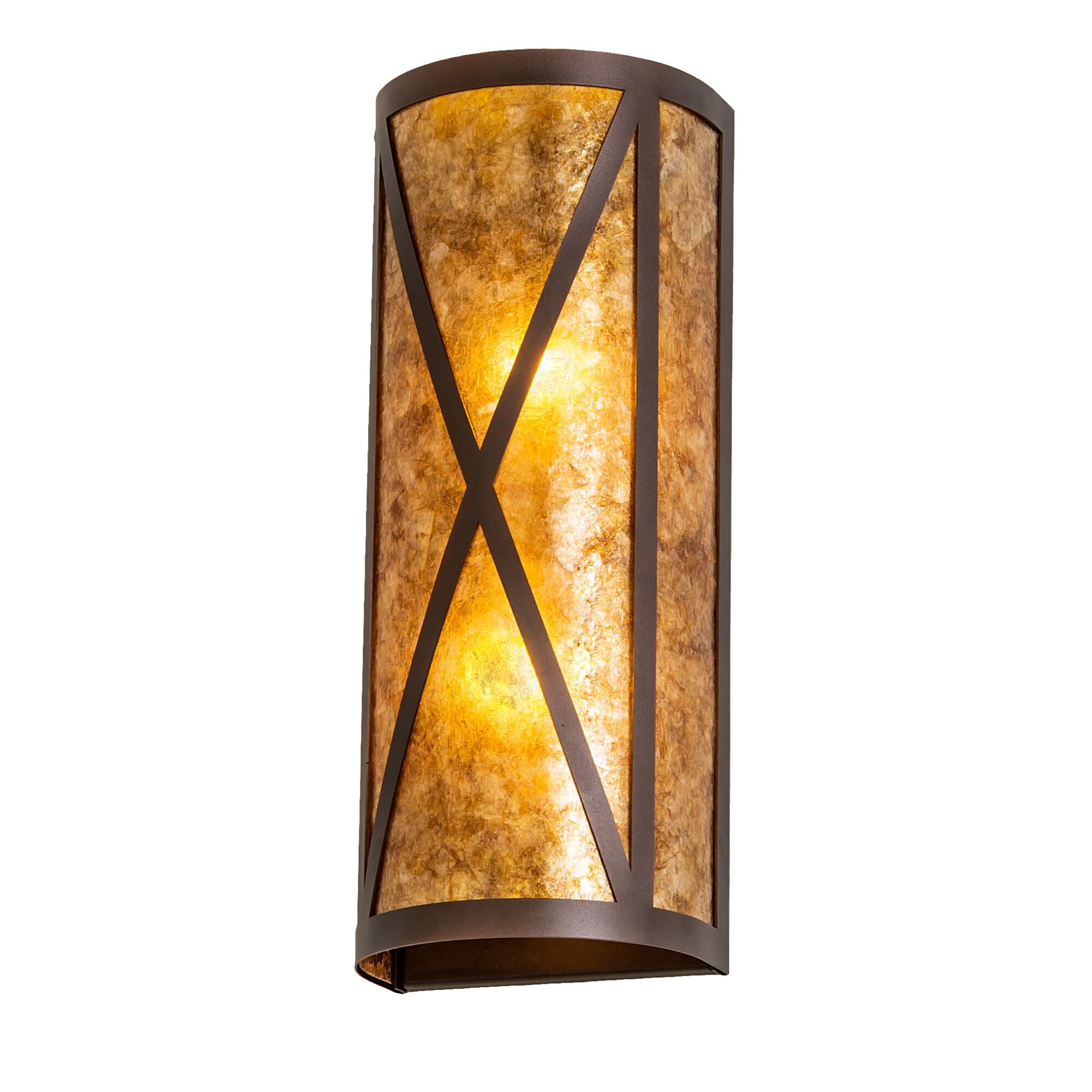 Shown in Mahogany Bronze finish and Amber Mica glass