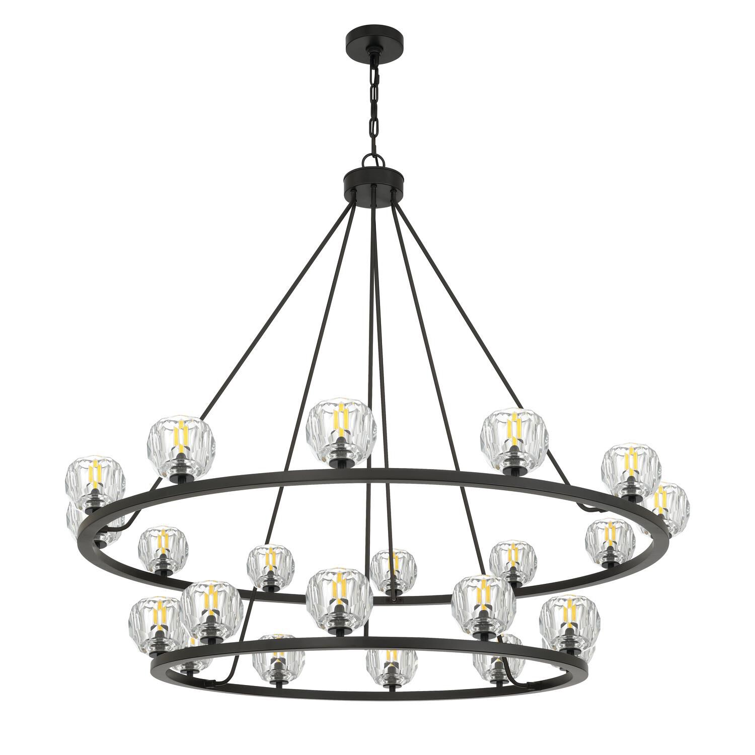 Shown in Matte Black finish and Faceted Cut crystal and Crystal glass and Crystal shade