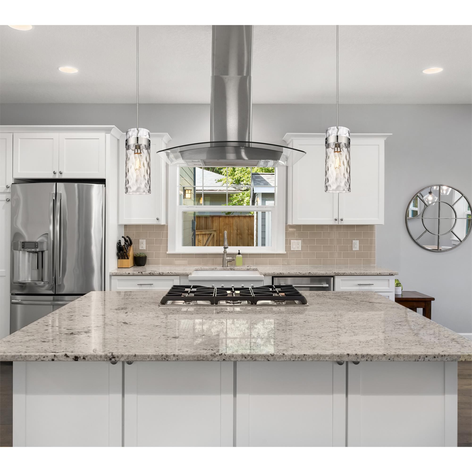 Shown in Polished Nickel finish and Clear glass and No Shade shade
