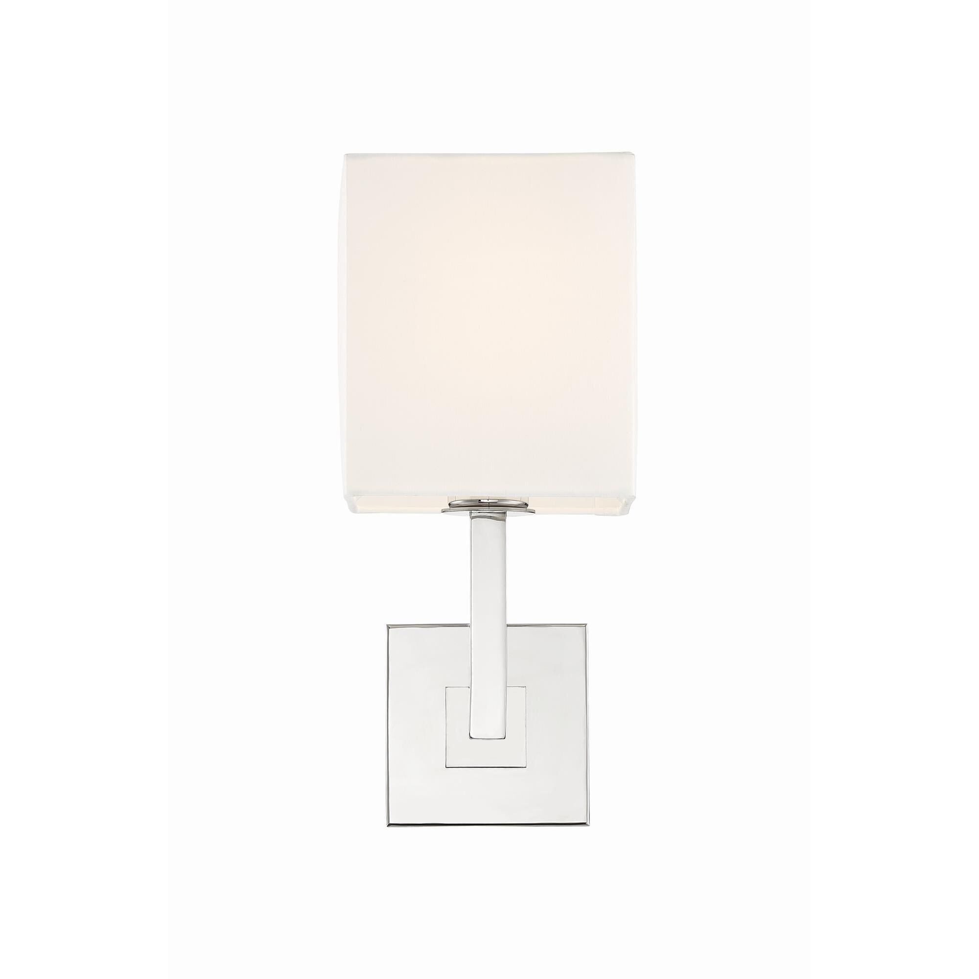 Shown in Polished Nickel finish and Silk glass and White shade