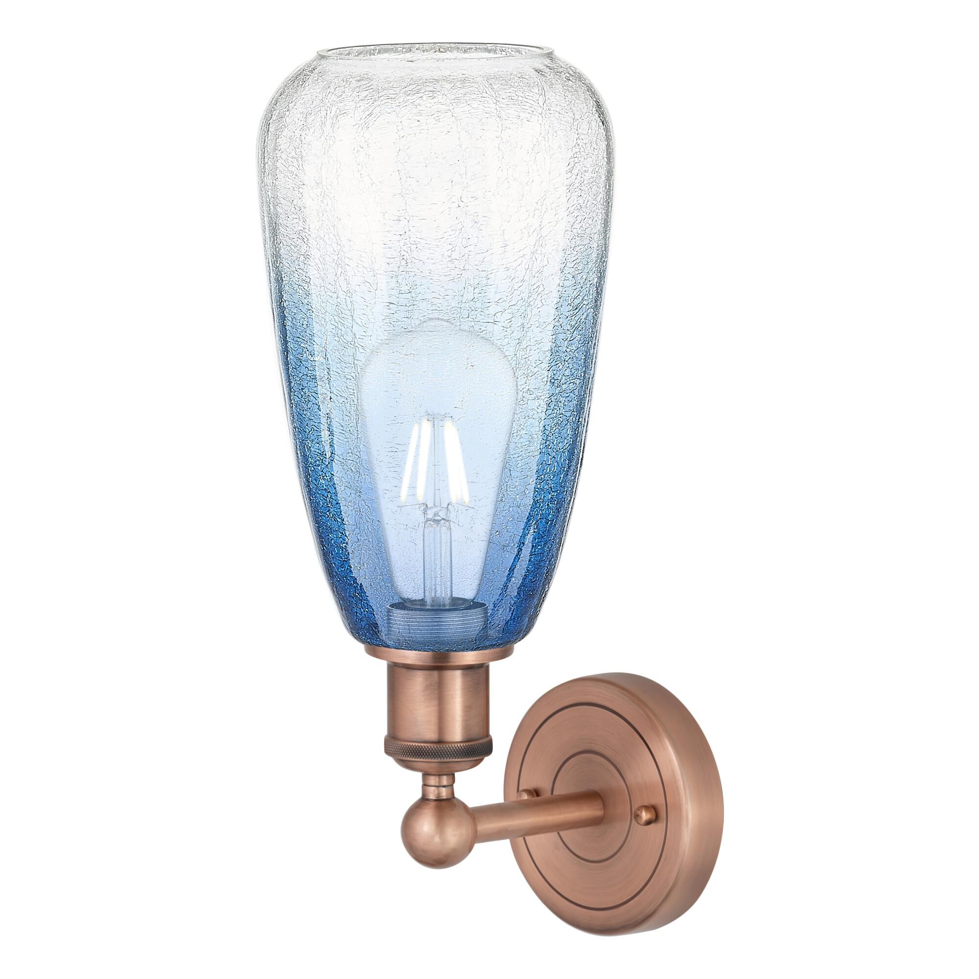 Shown in Antique Copper finish and Sapphire Blue glass