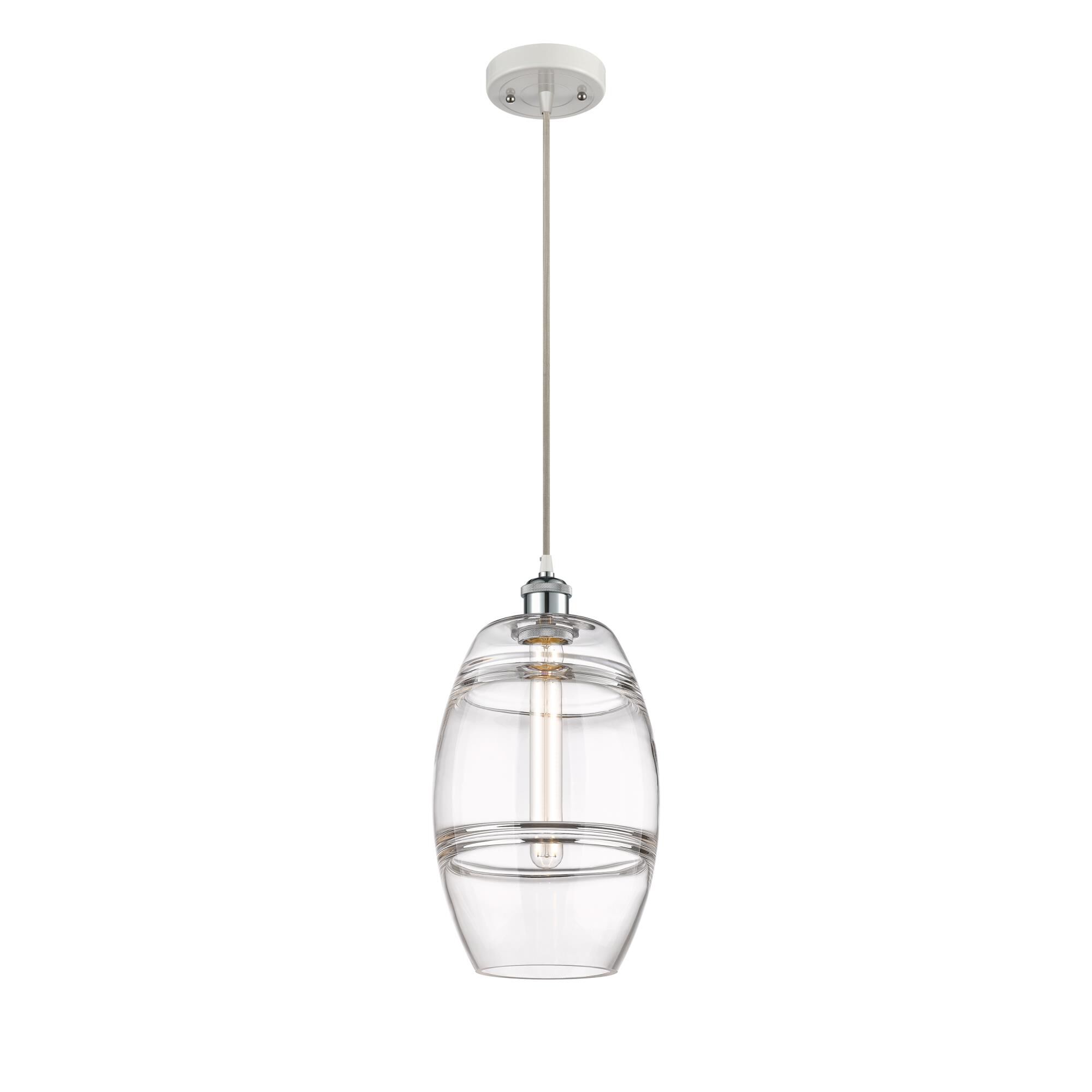 Shown in White Polished Chrome finish and Clear glass