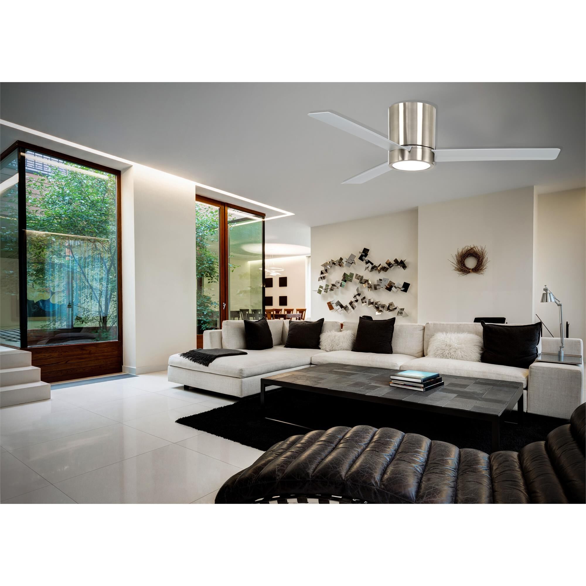 Roto 52 Inch Flush Mount Fan with Light Kit,