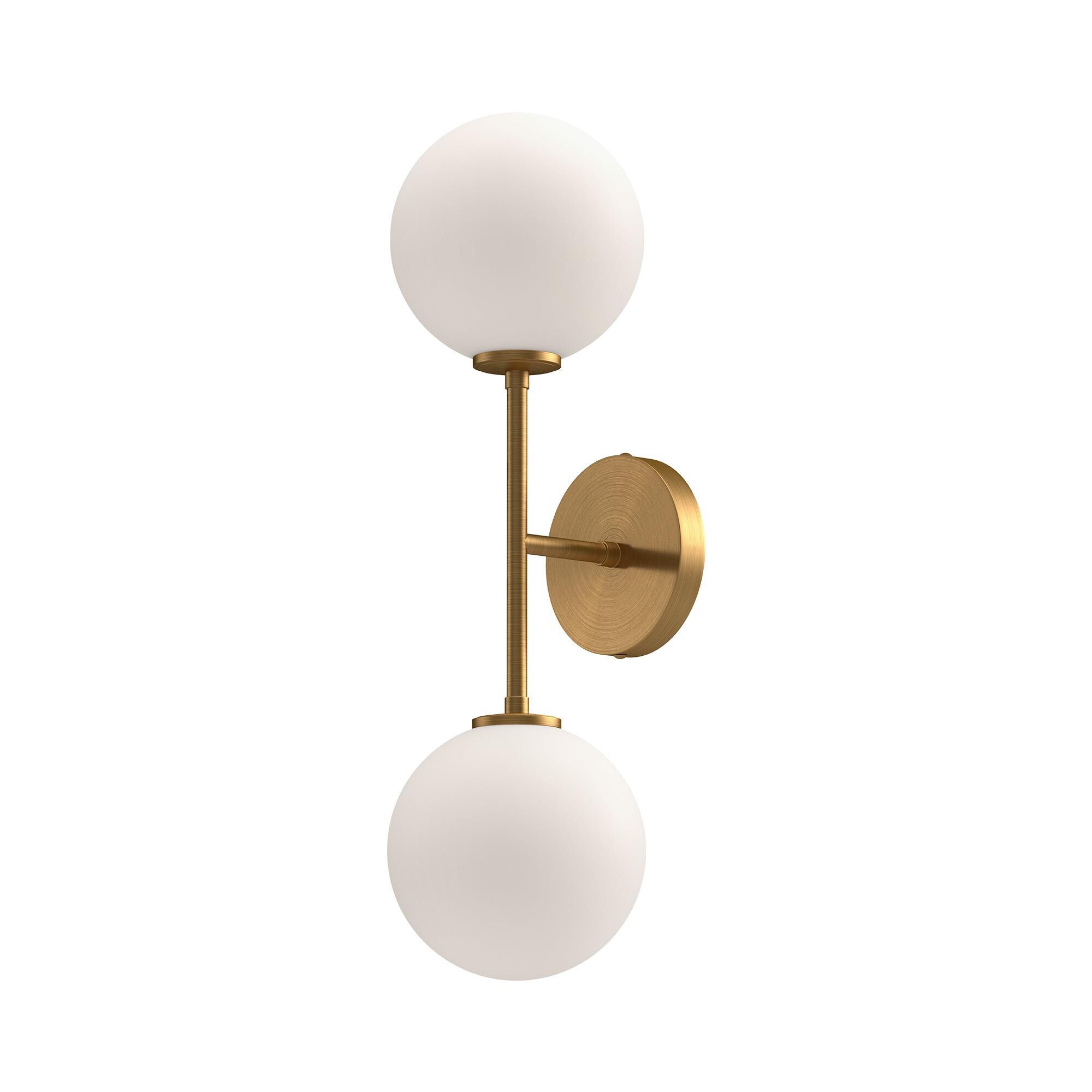 Shown in Aged Gold finish and Opal Matte glass