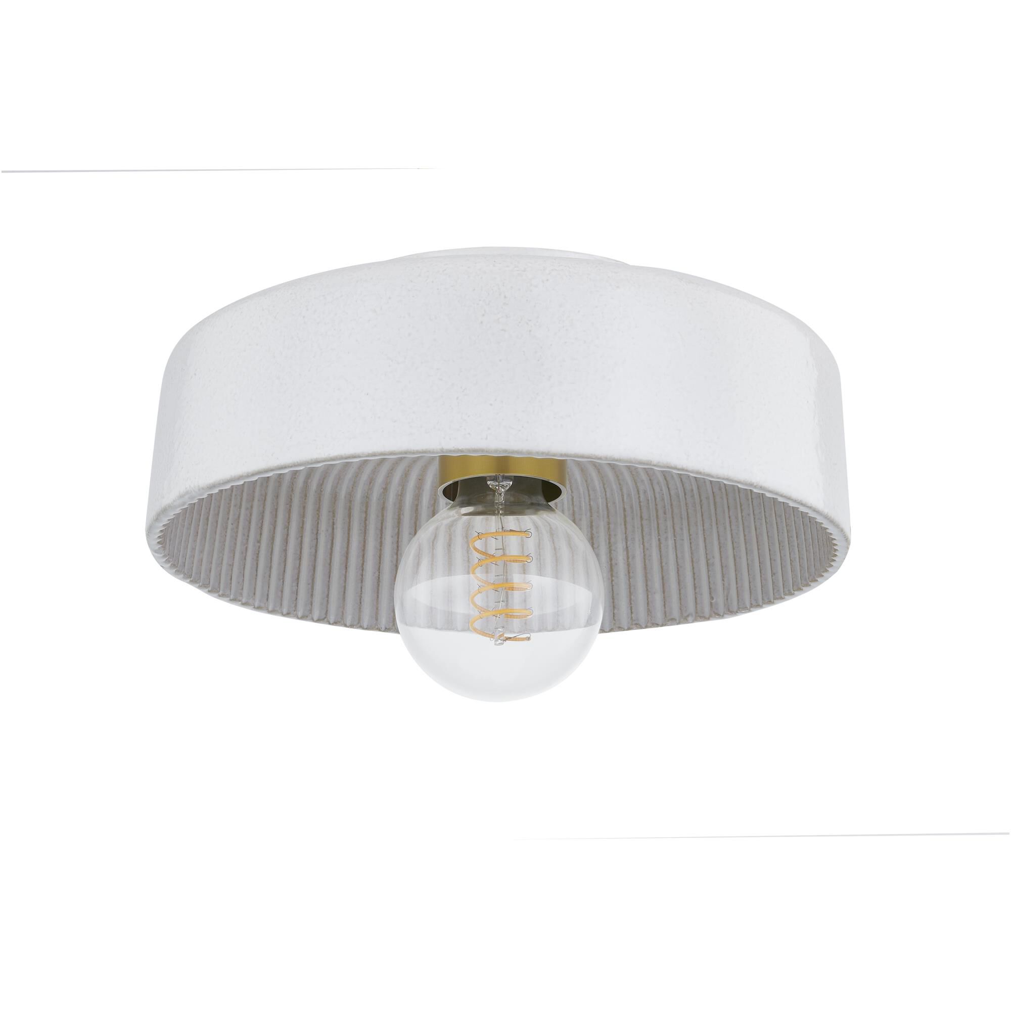 Shown in Aged Brass and Ceramic Reactive White finish and White Ceramic glass