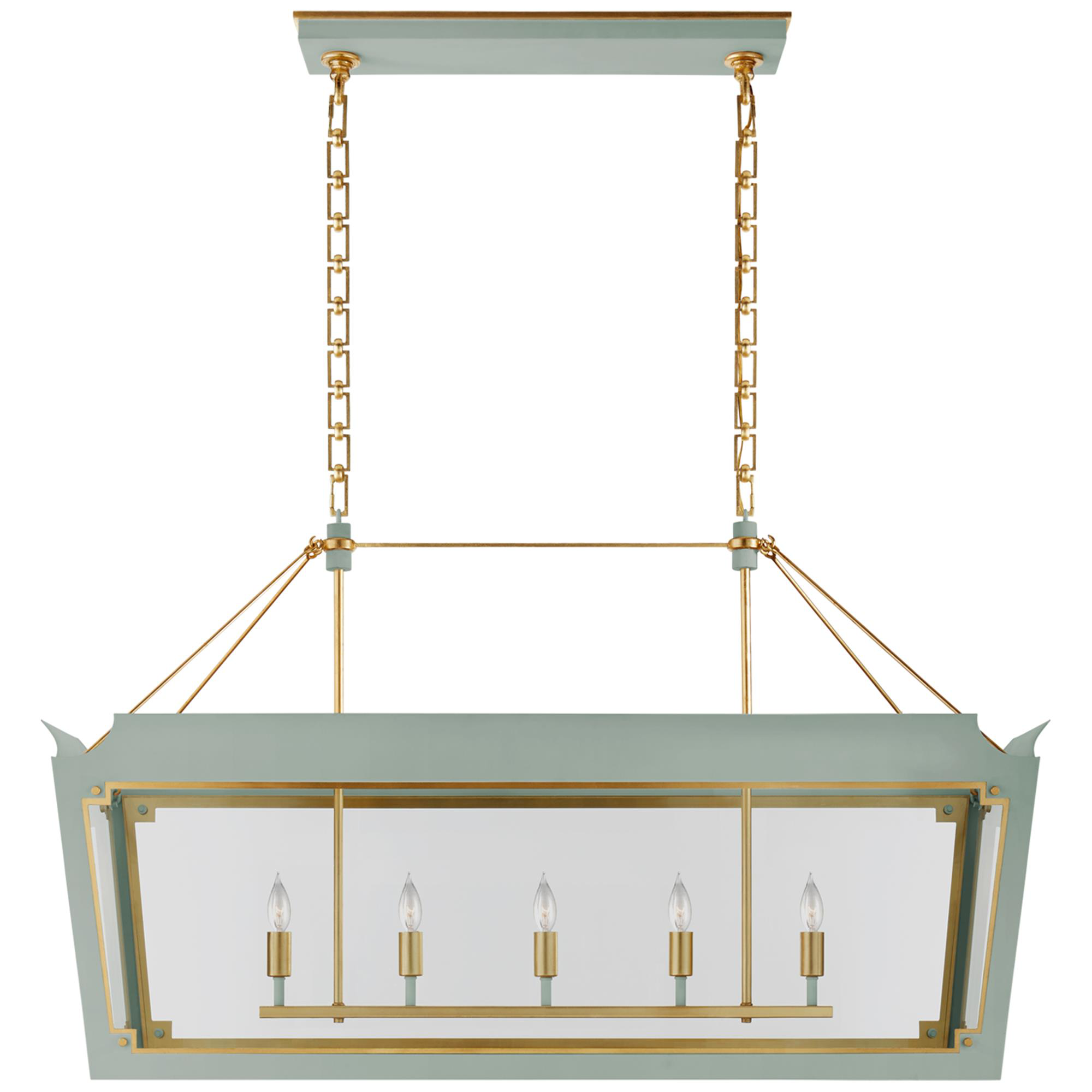 Shown in Celadon And Gild finish and Clear glass