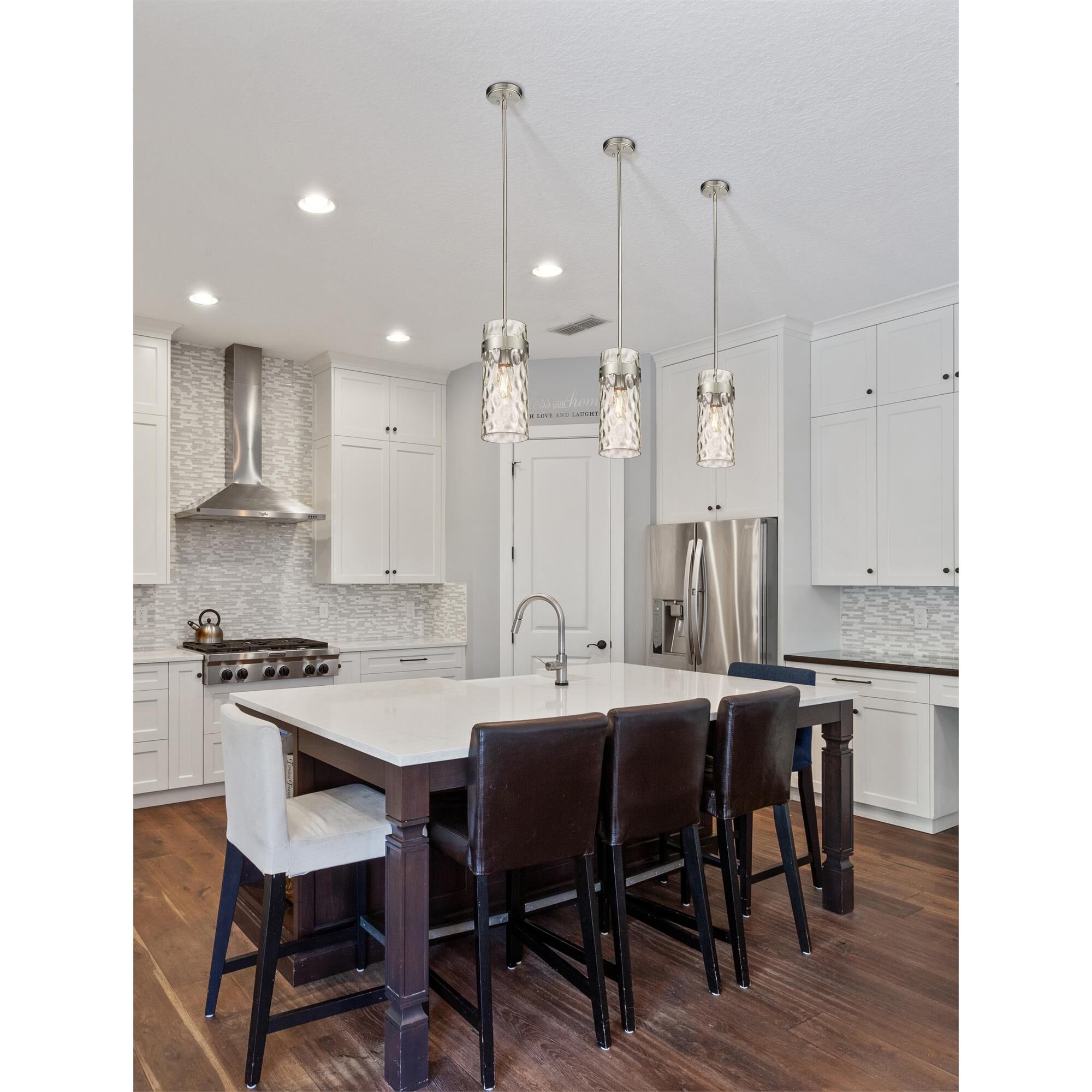 Shown in Brushed Nickel finish and Clear glass and No Shade shade