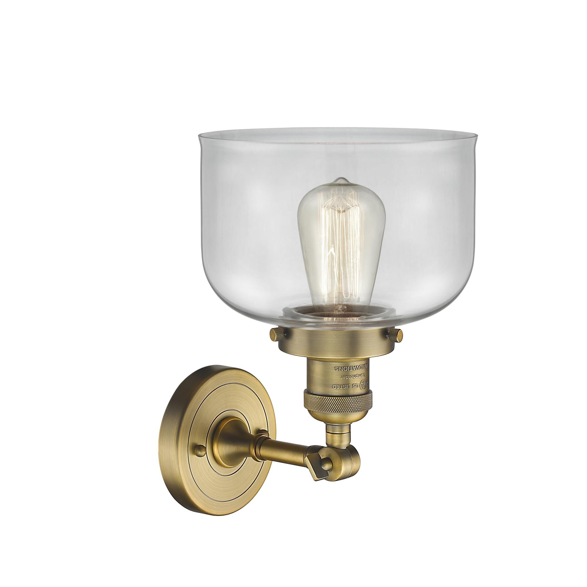 Shown in Brushed Brass finish and Clear glass