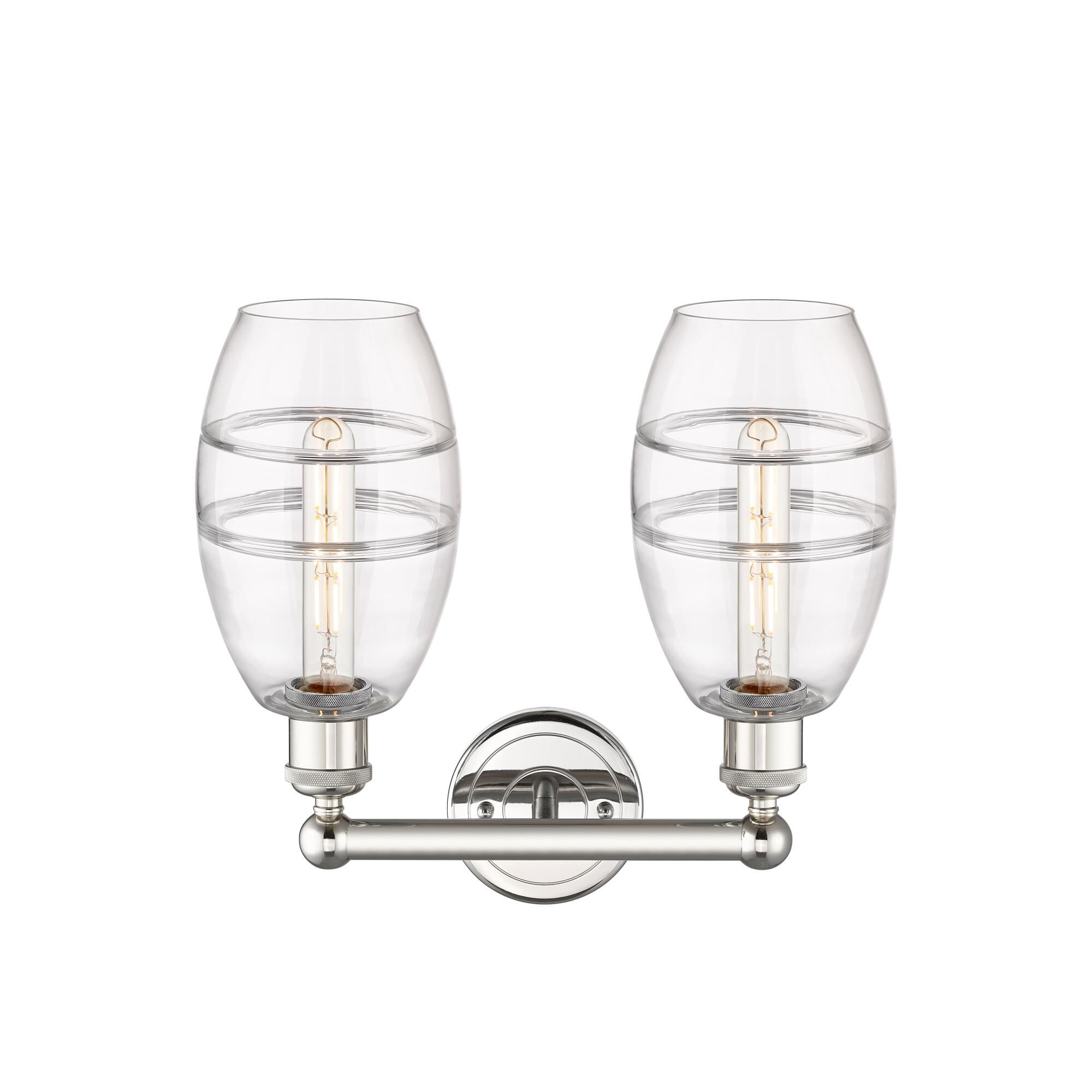 Shown in Polished Nickel finish and Clear glass