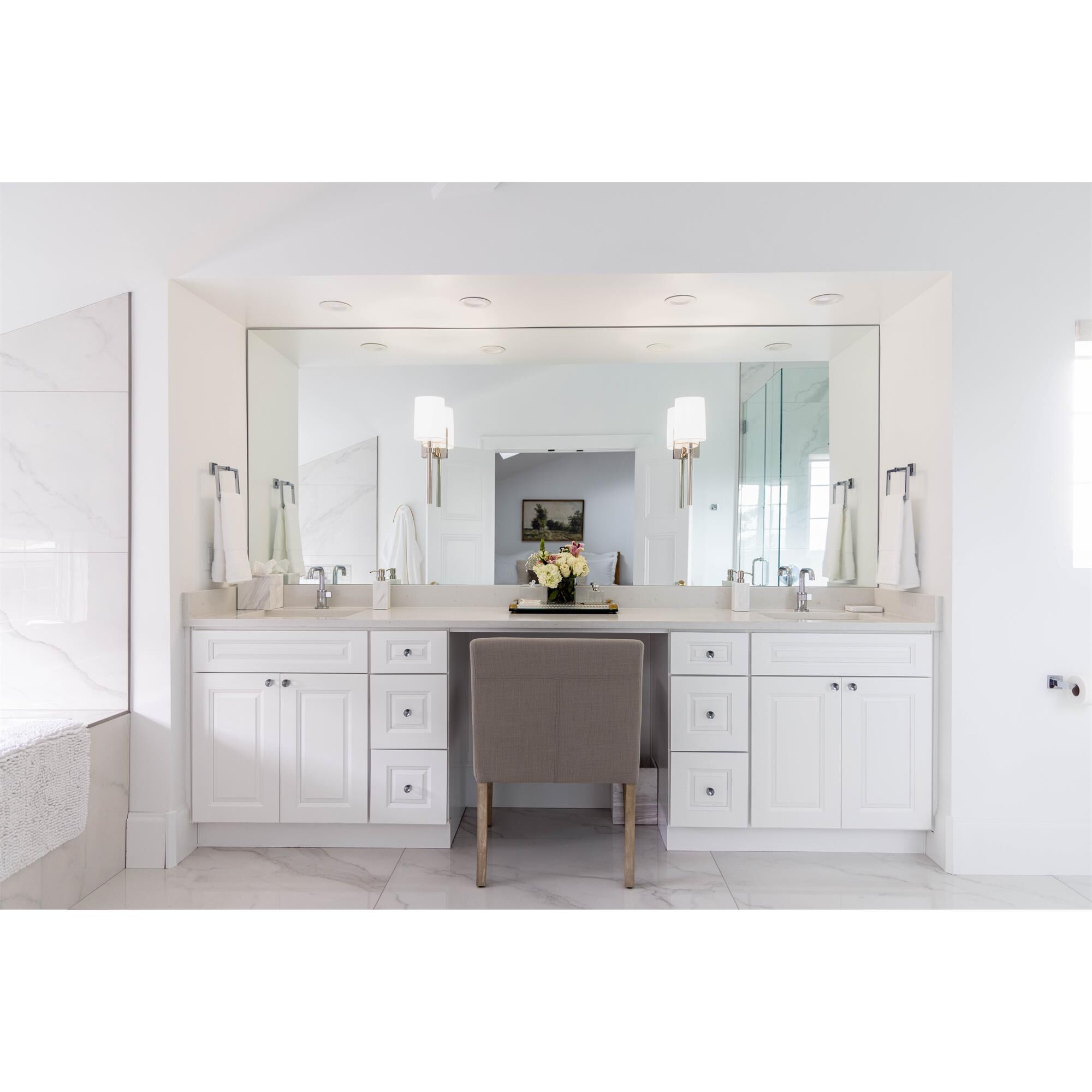 Shown in Polished Nickel finish and Silk glass and White shade