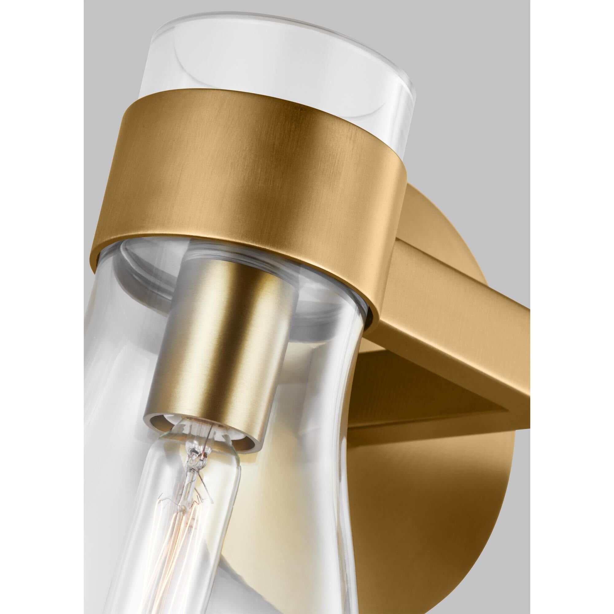 Shown in Burnished Brass finish and Clear glass